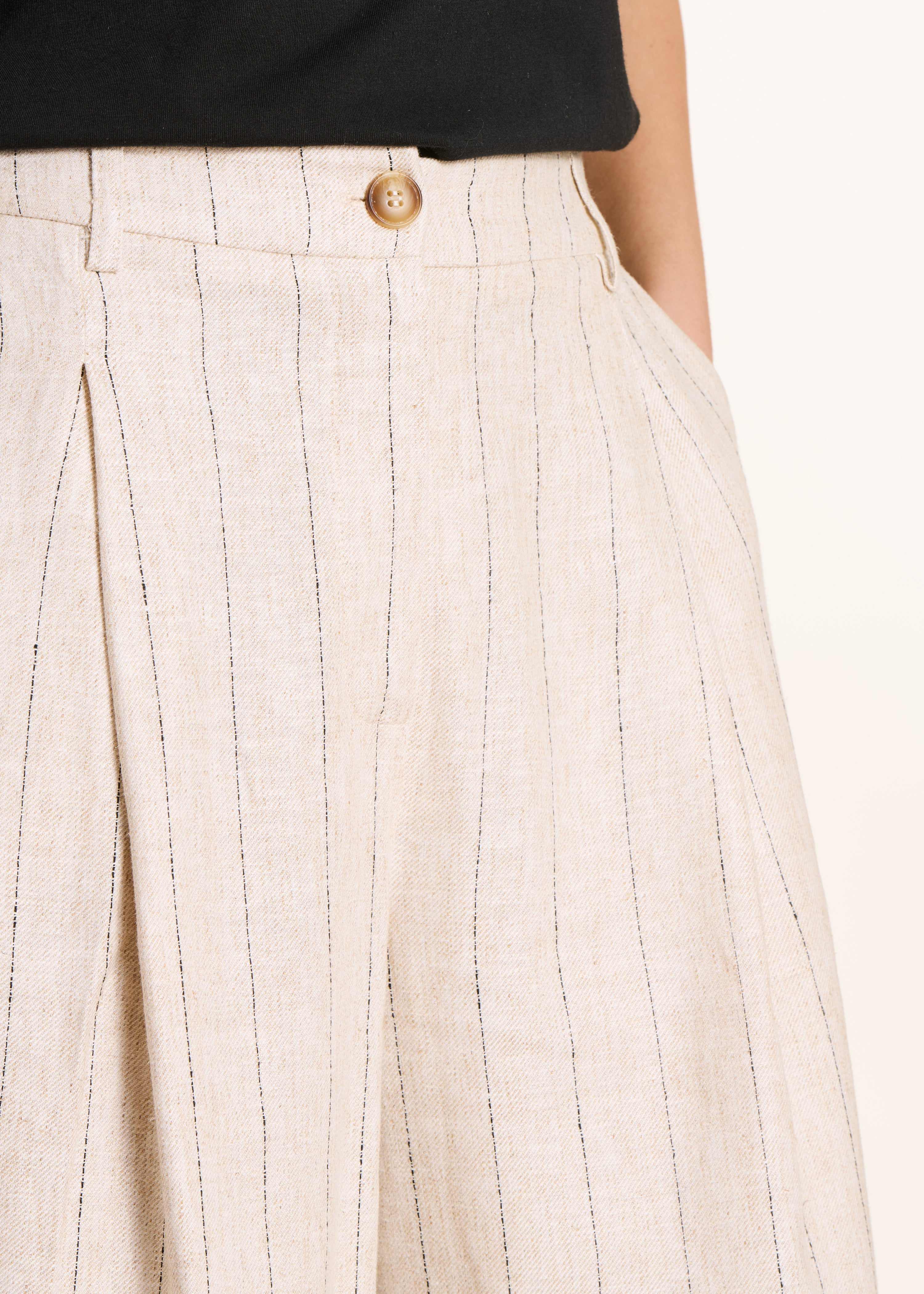 Beige striped bermuda shorts