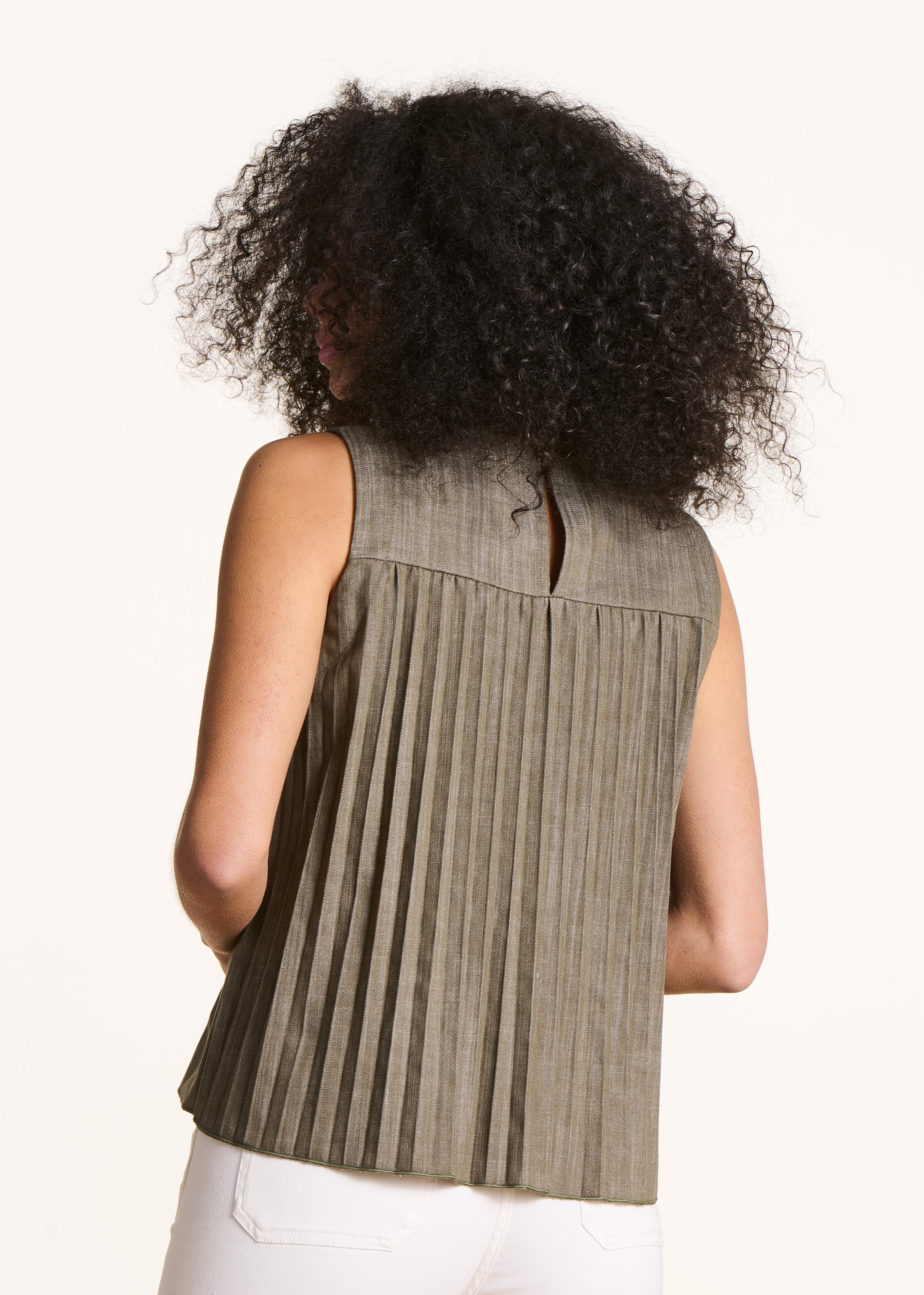 Ärmelloses khakifarbenes Jeans-Top