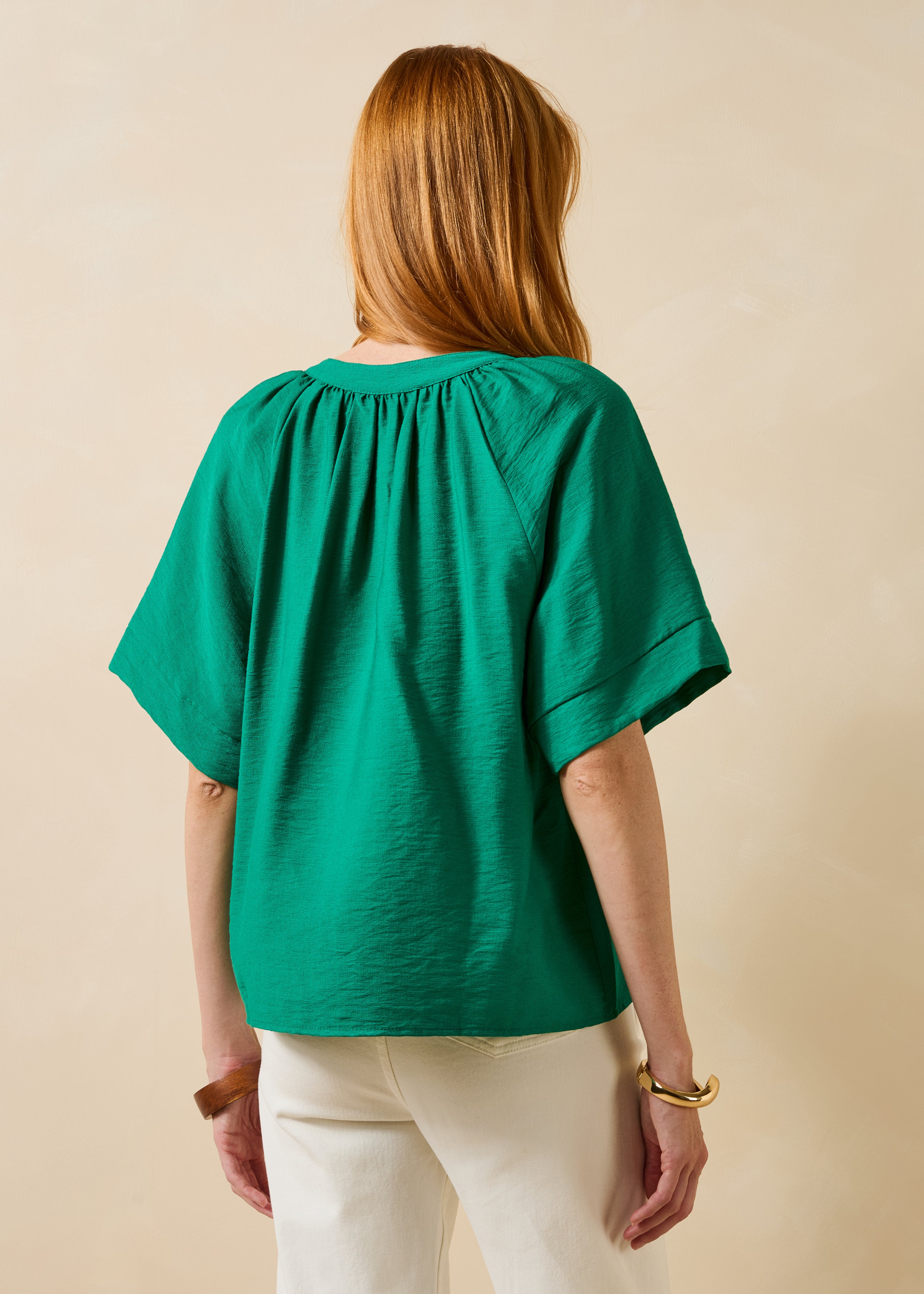 Top ample vert manches courtes