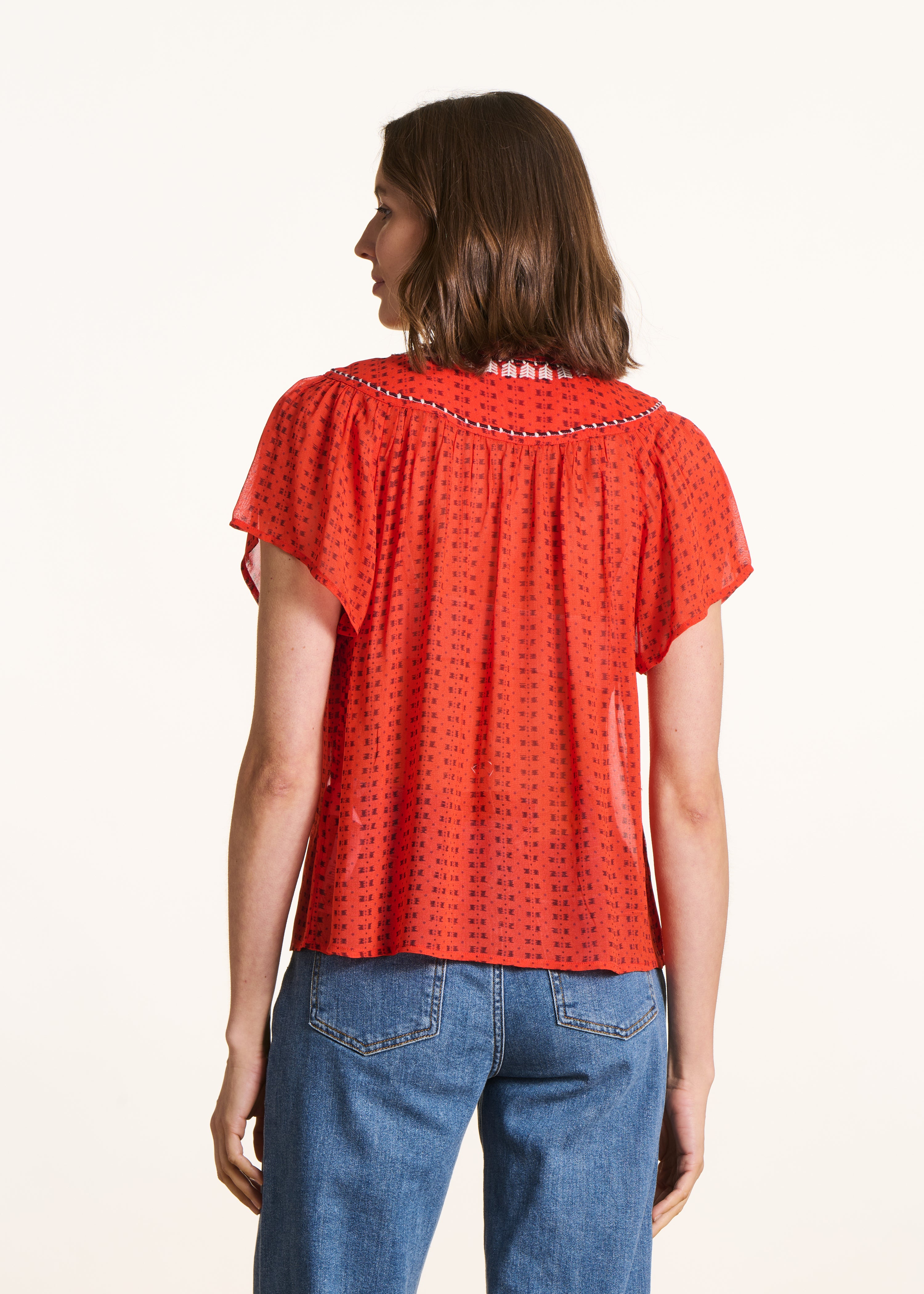 Blouse orange ample à imprimé