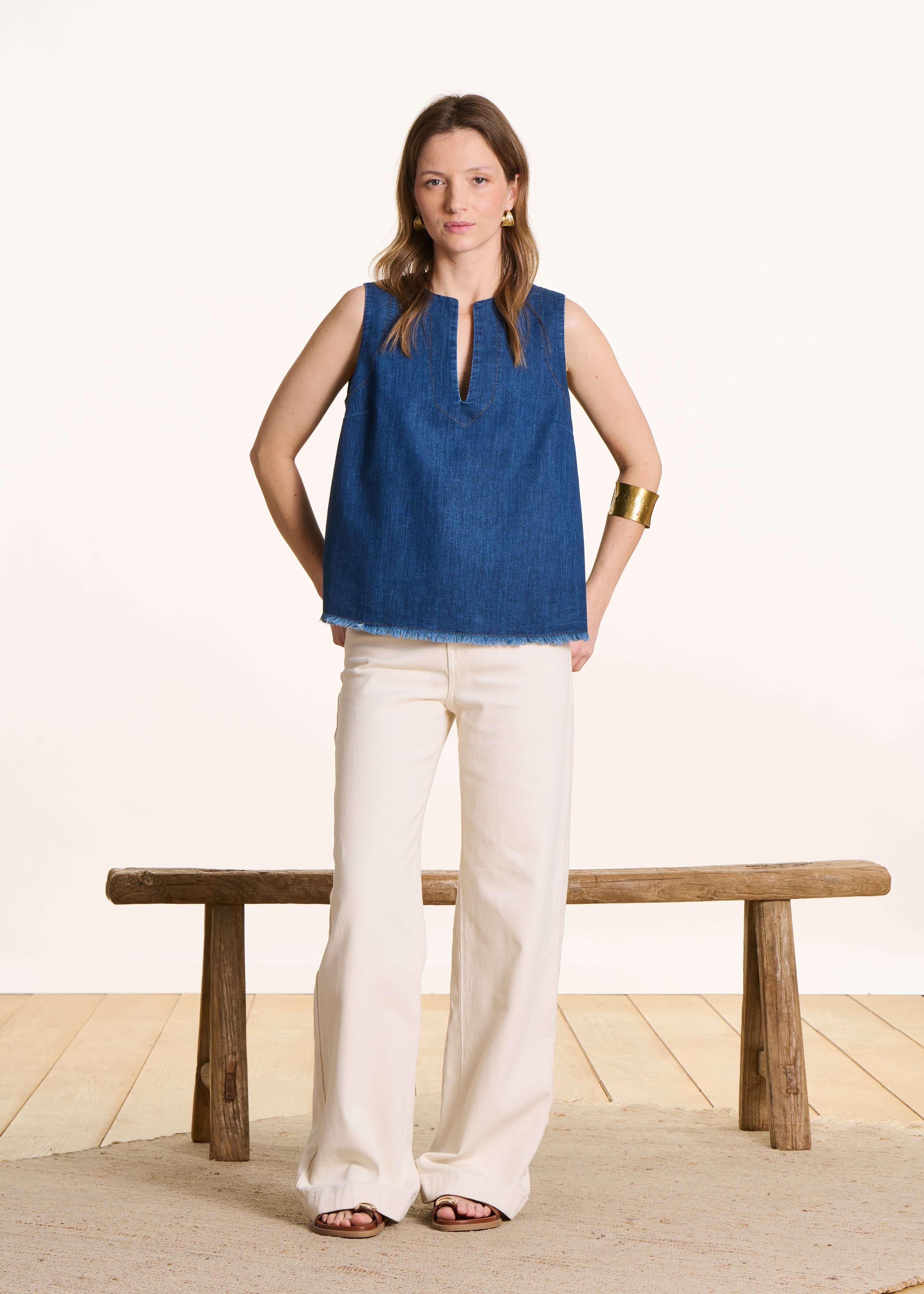 Top in jeans senza maniche