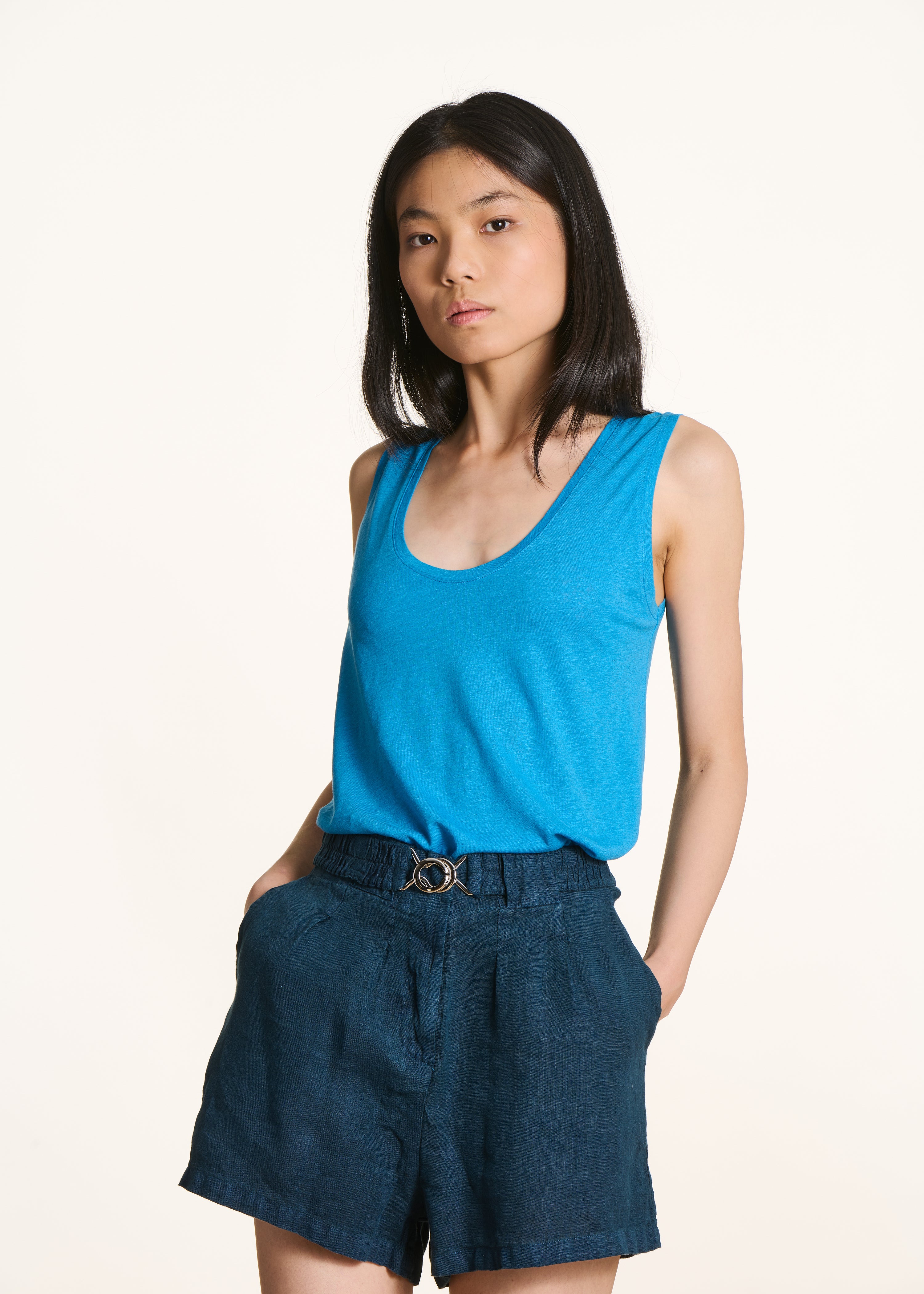 Light blue lyocell jersey tank top