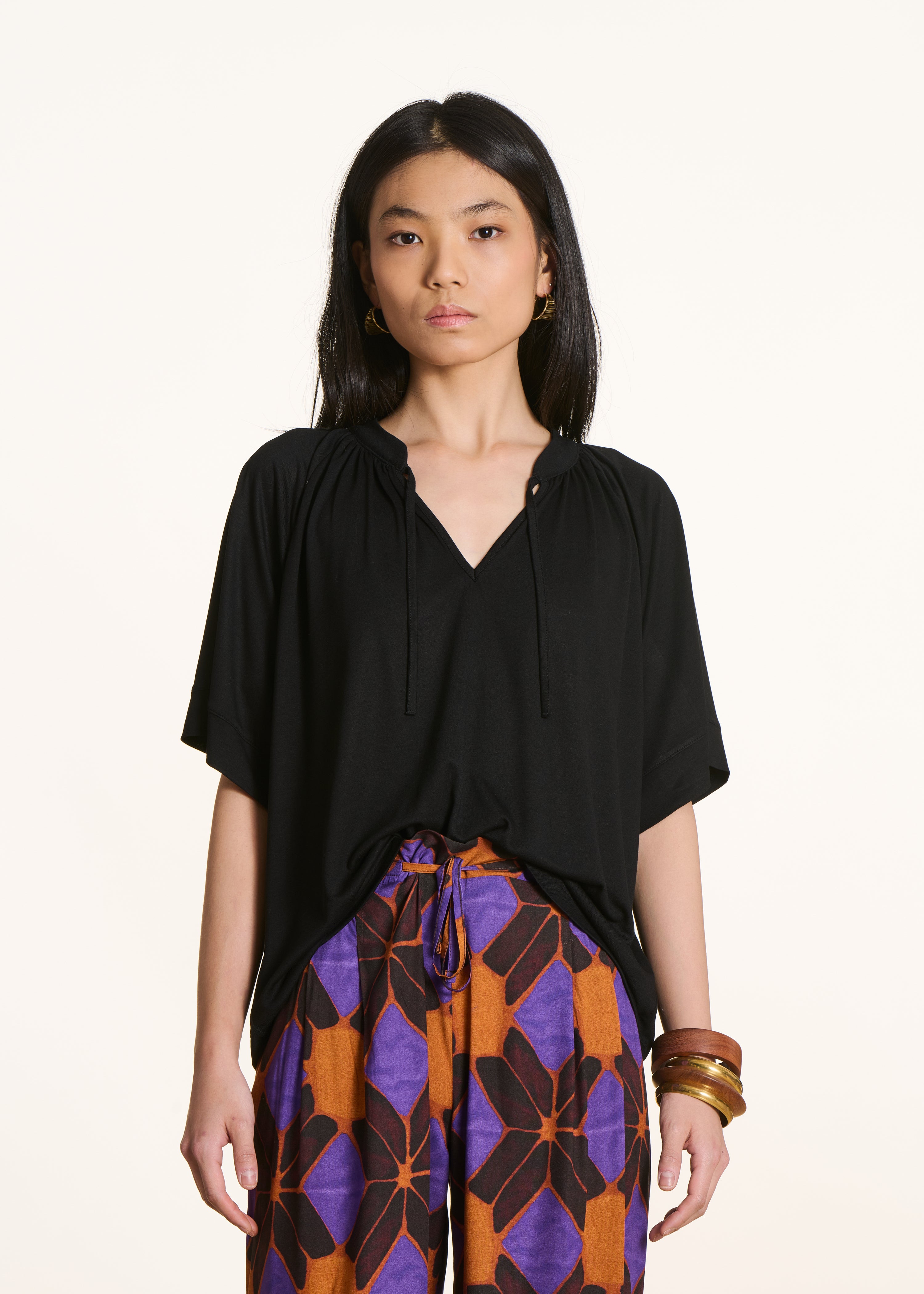 T-shirt ample noir manches courtes