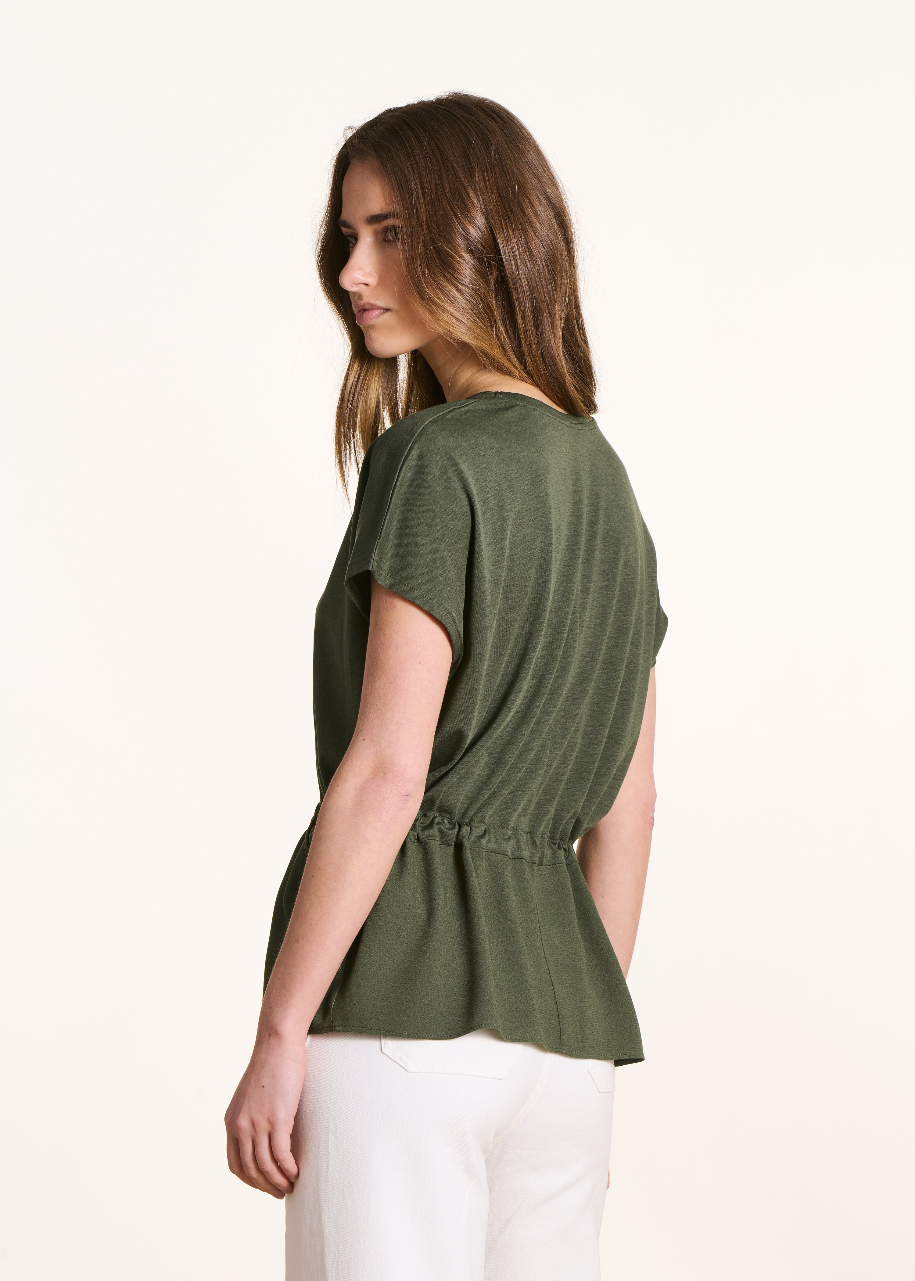 T-shirt ampia bicolore kaki
