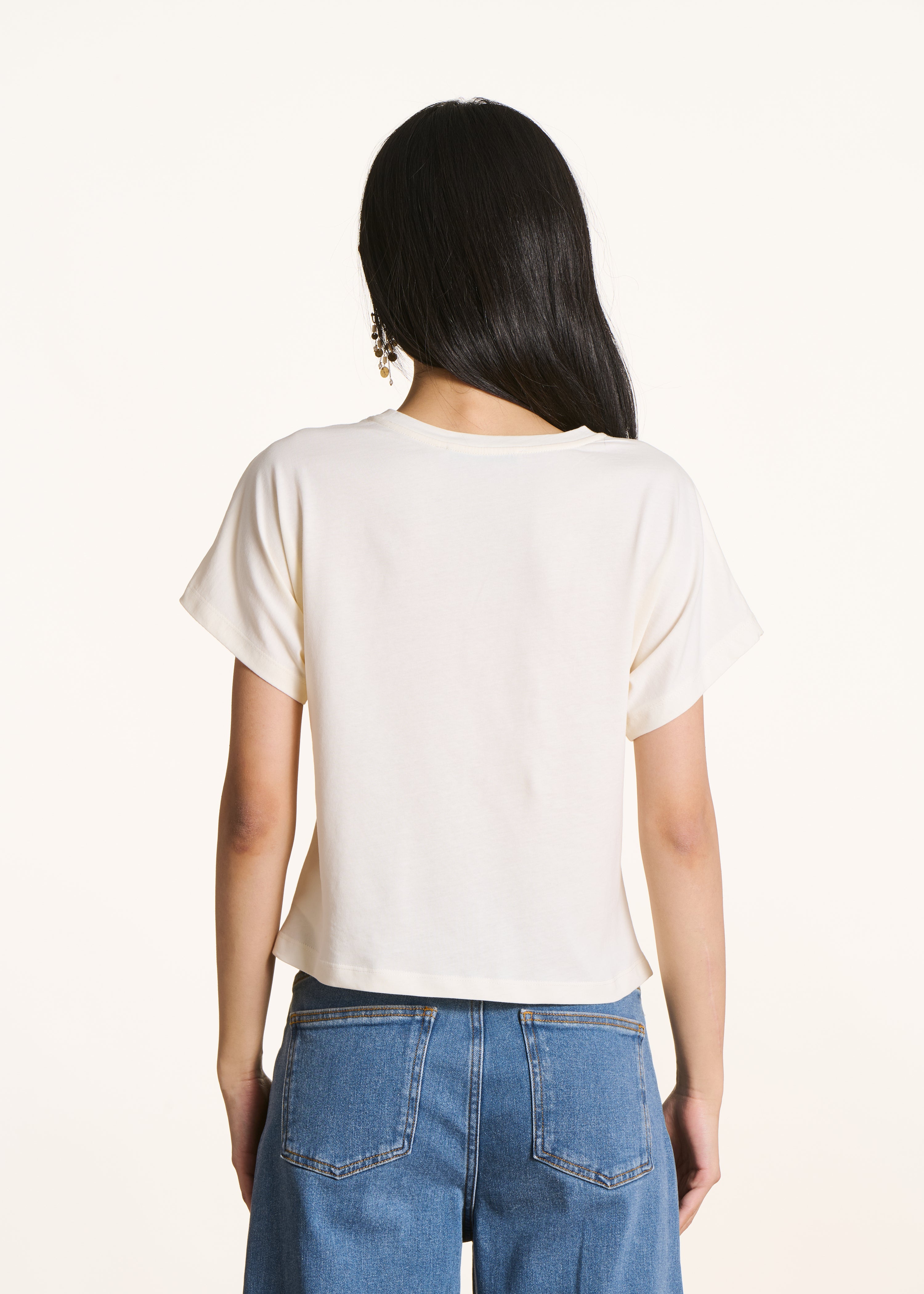 Ecru short-sleeve T-shirt in organic cotton