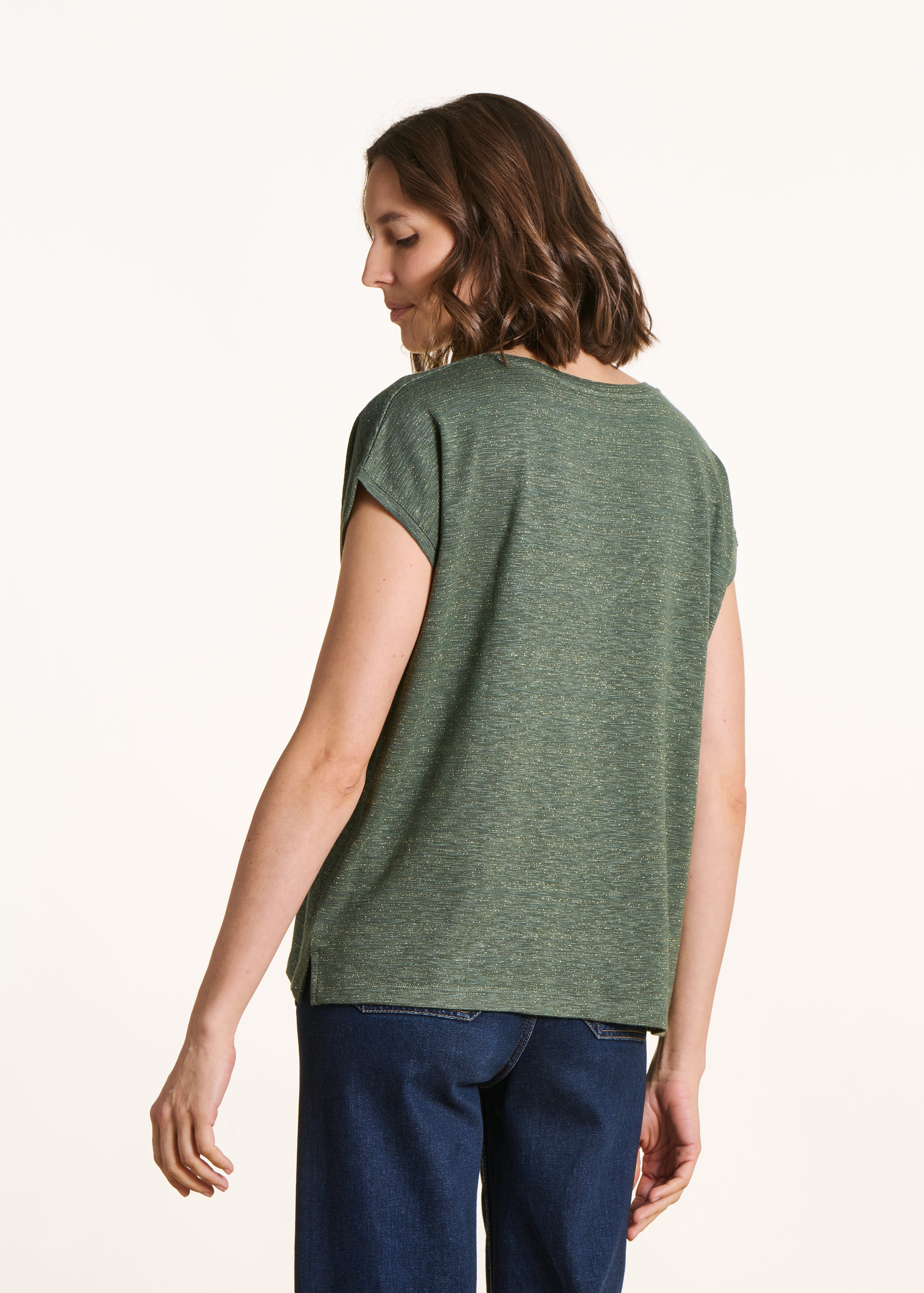 T-shirt kaki fluida maniche corte