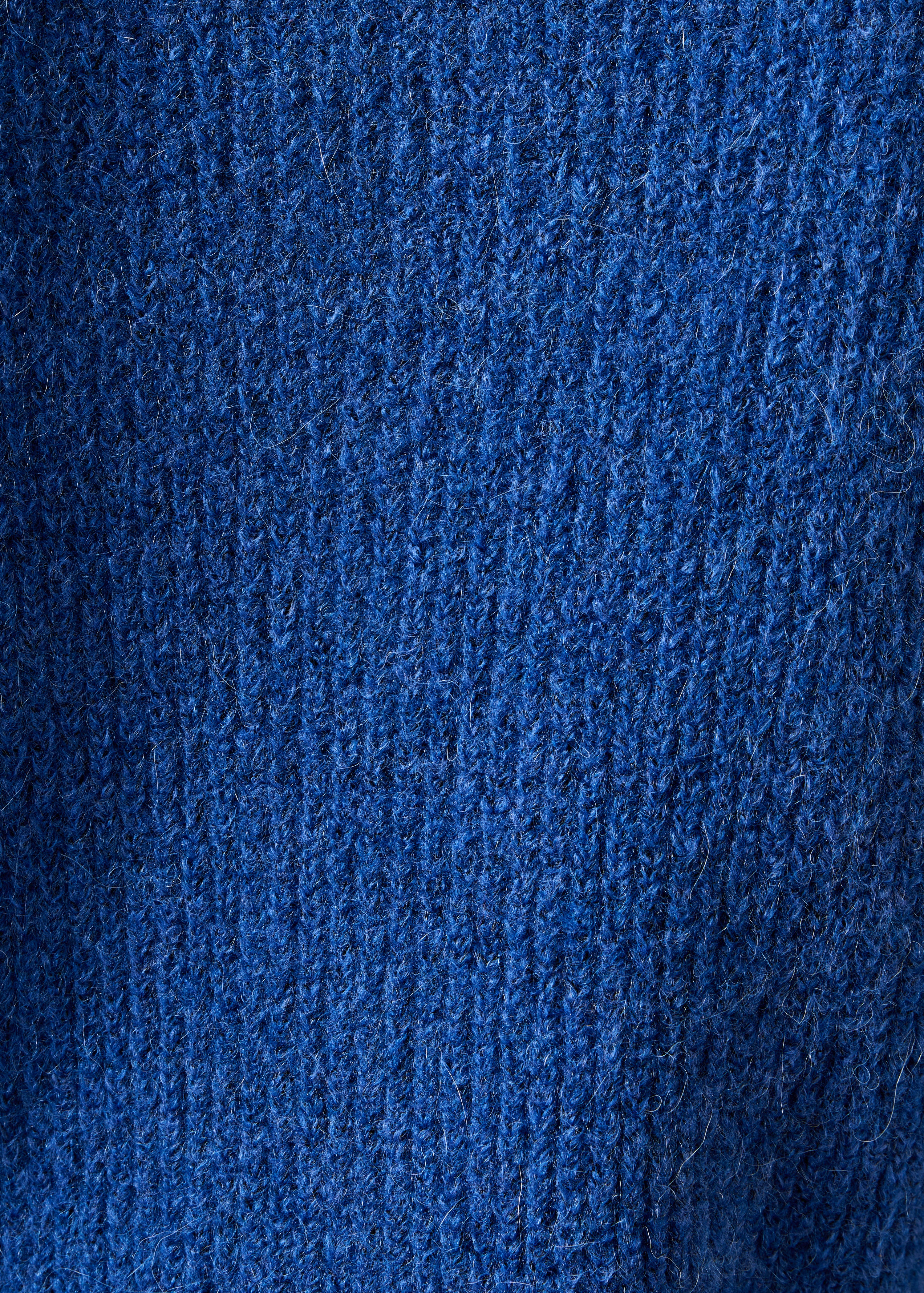Marineblauer Langarm-Strickjacke mit Rundhalsausschnitt