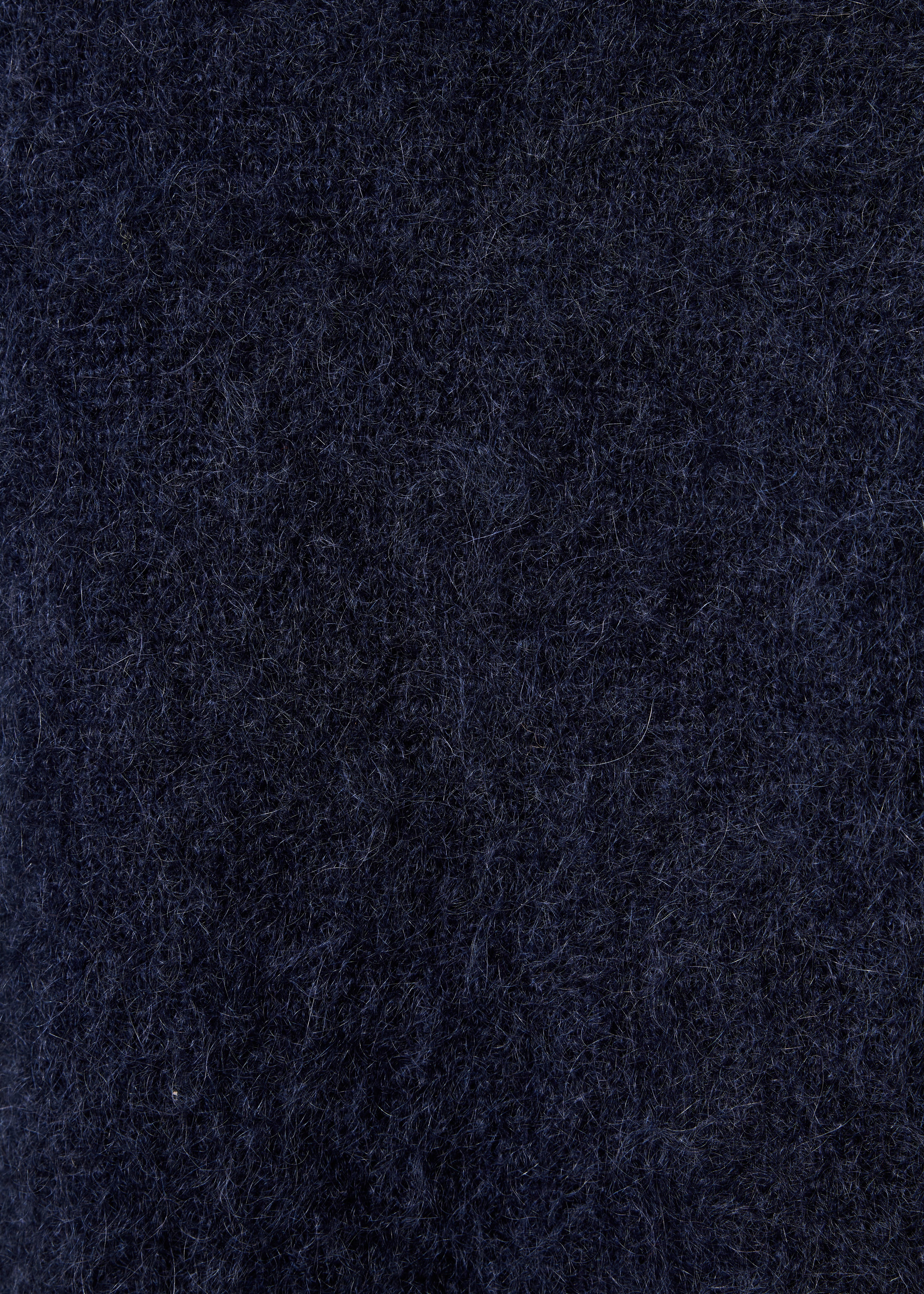 Marineblauer Mohair-Pullover mit langen Ärmeln
