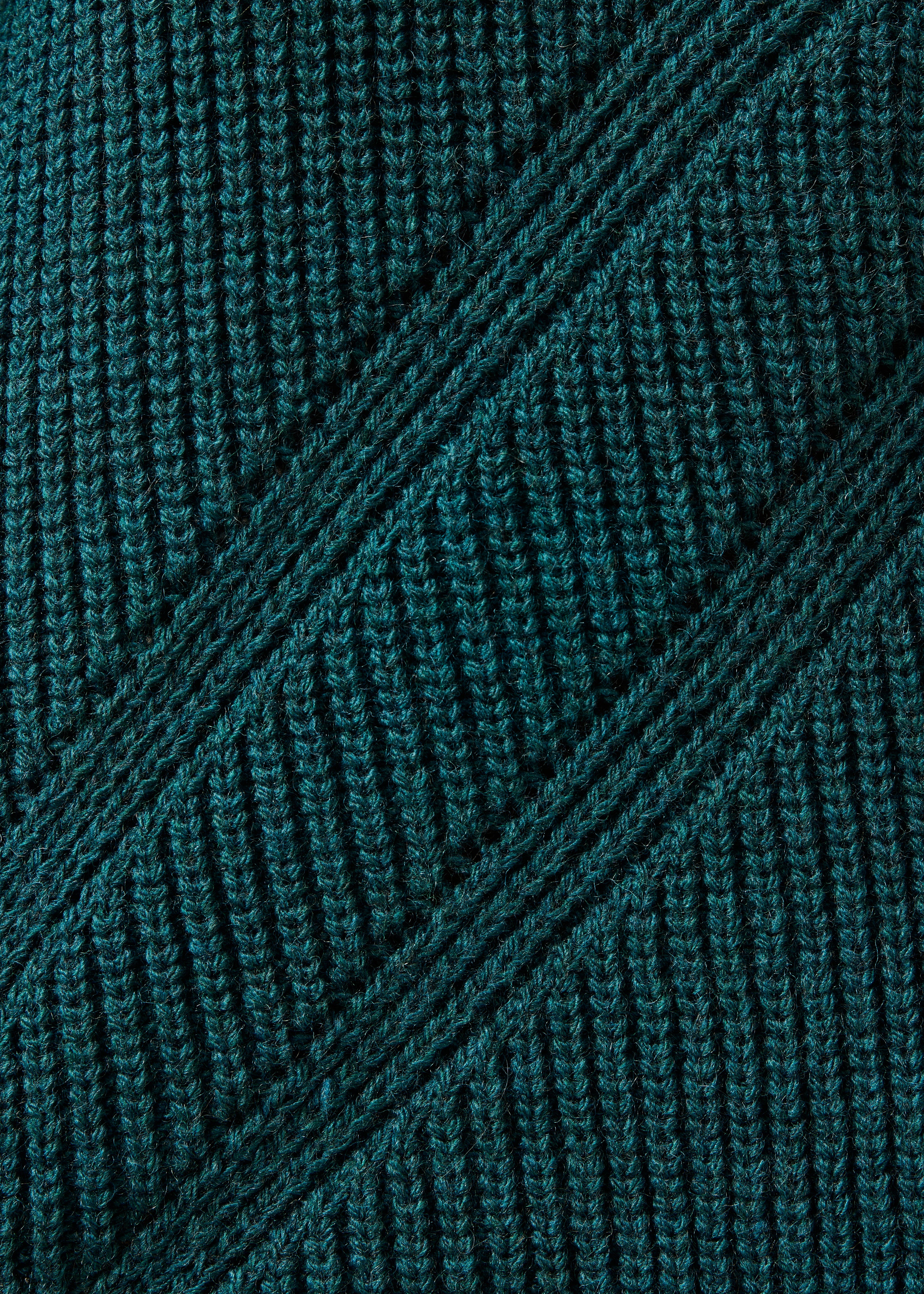 Kurze petrolblaue Weste mit langen Ärmeln und V-Ausschnitt