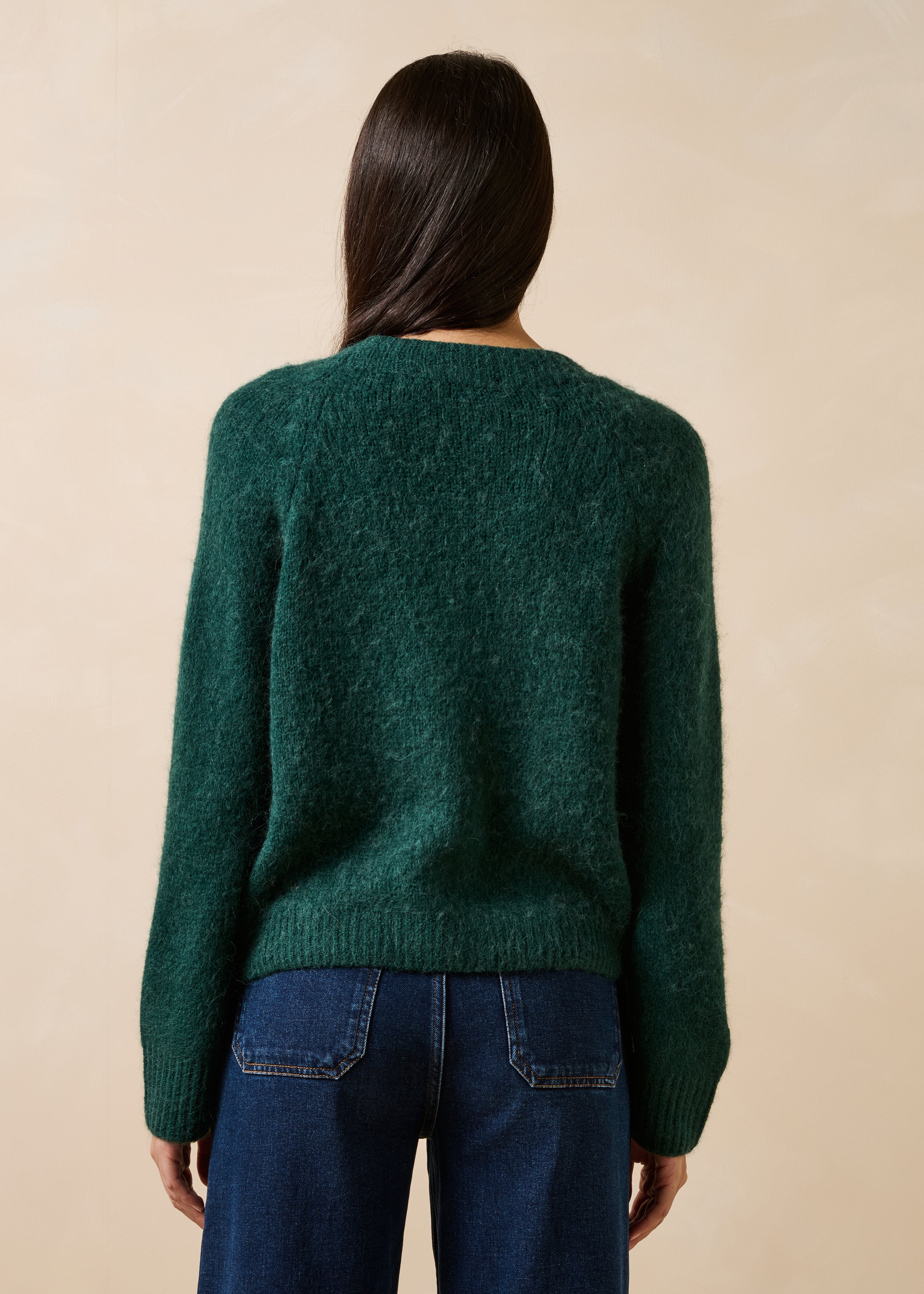 Gilet verde maniche lunghe scollo a V