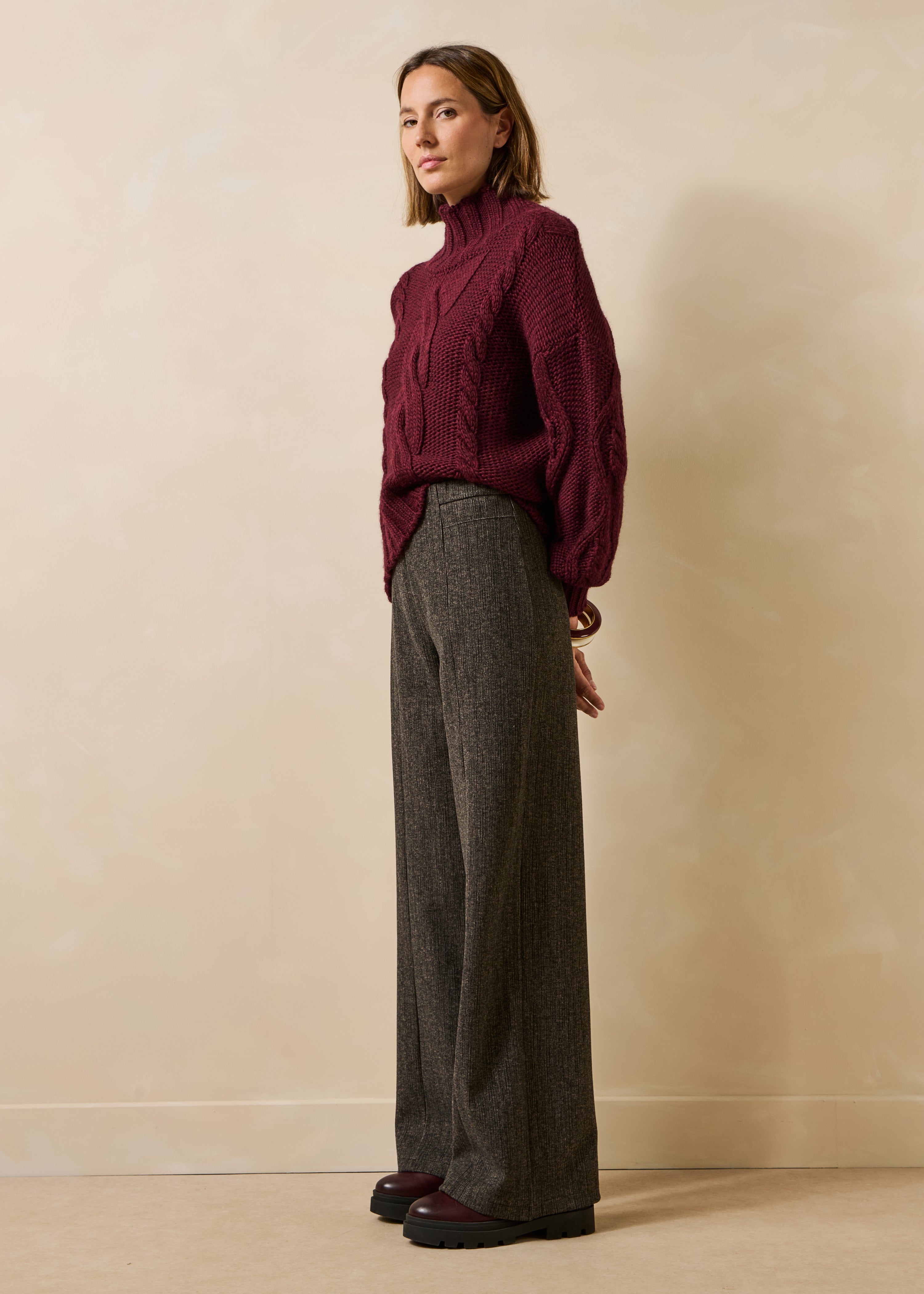 Pantalon droit marron en milano