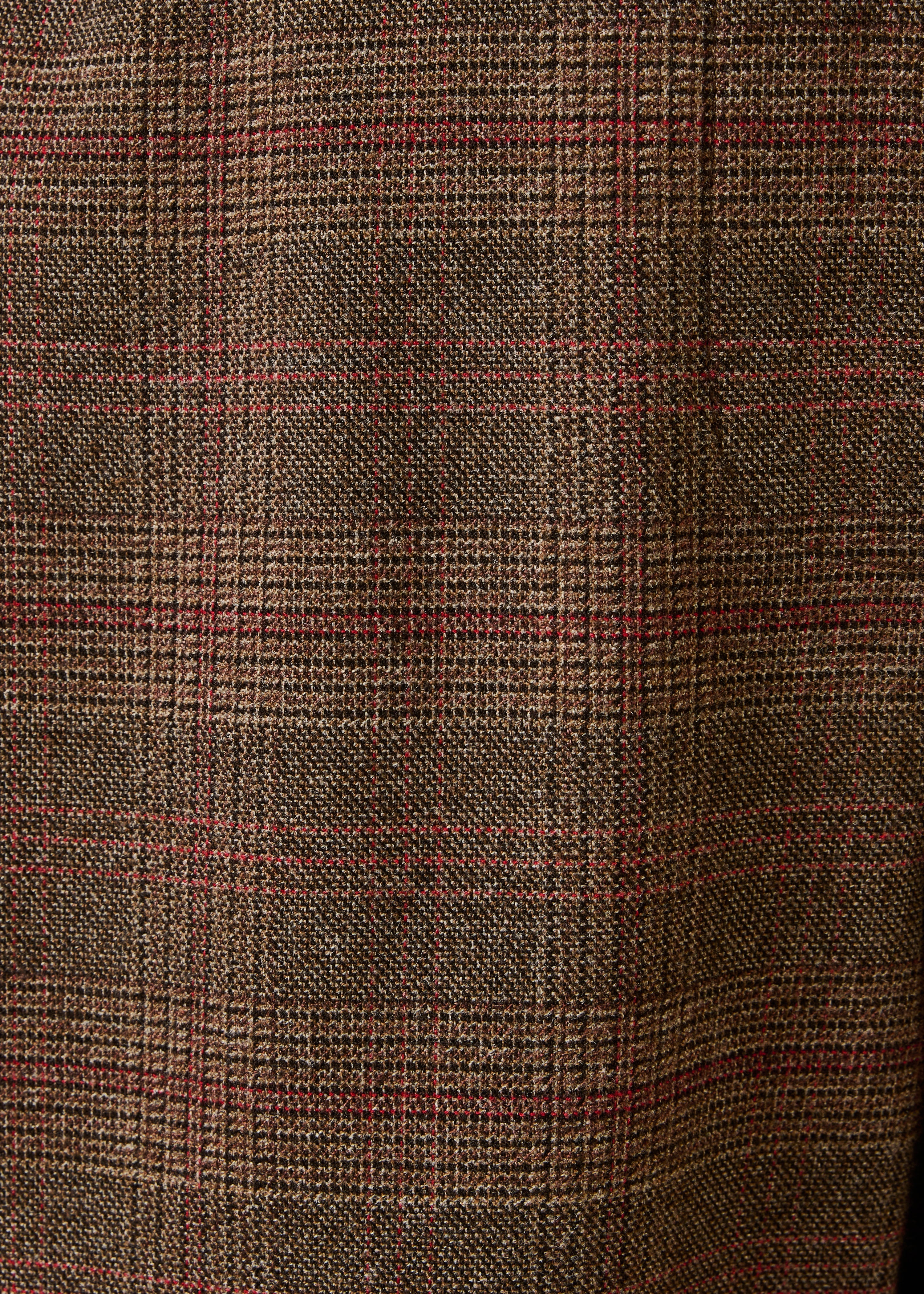 Pantalon carotte marron à carreaux taille élastique