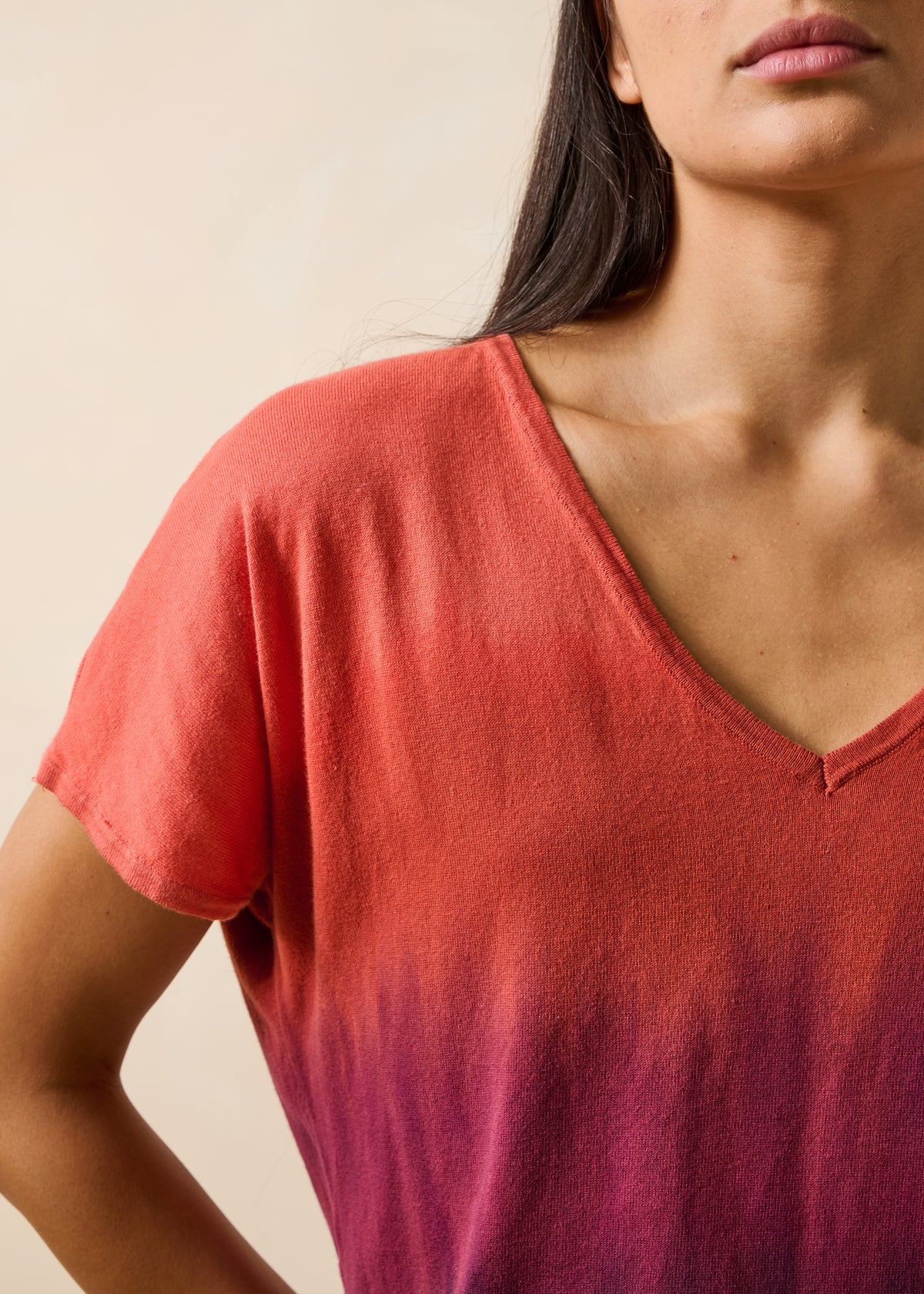 Pull violet et rouge - Fataja