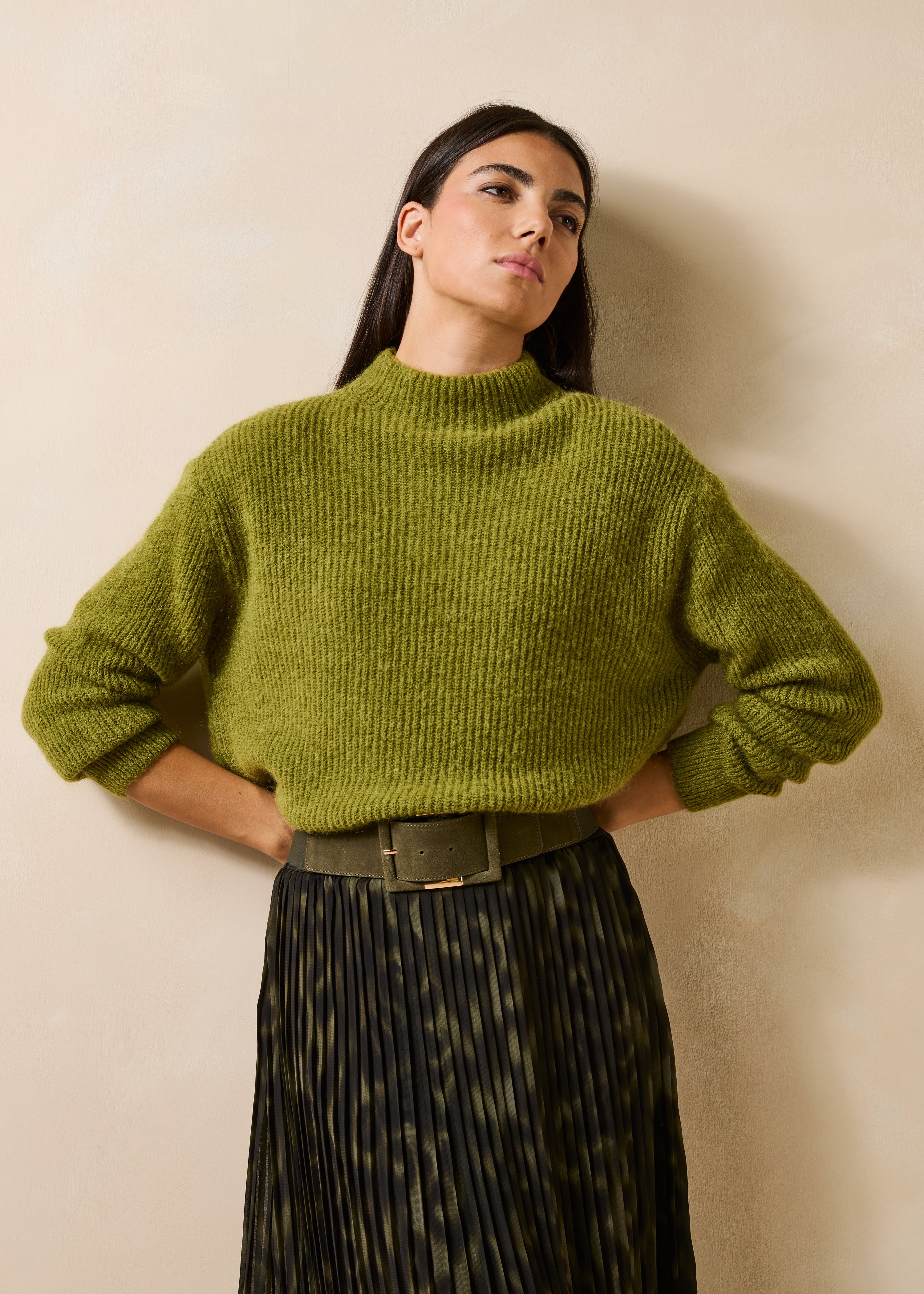 Pull vert manches longues ample