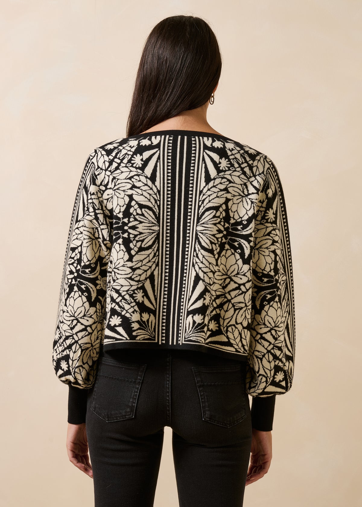 Jersey de punto jacquard negro y blanco