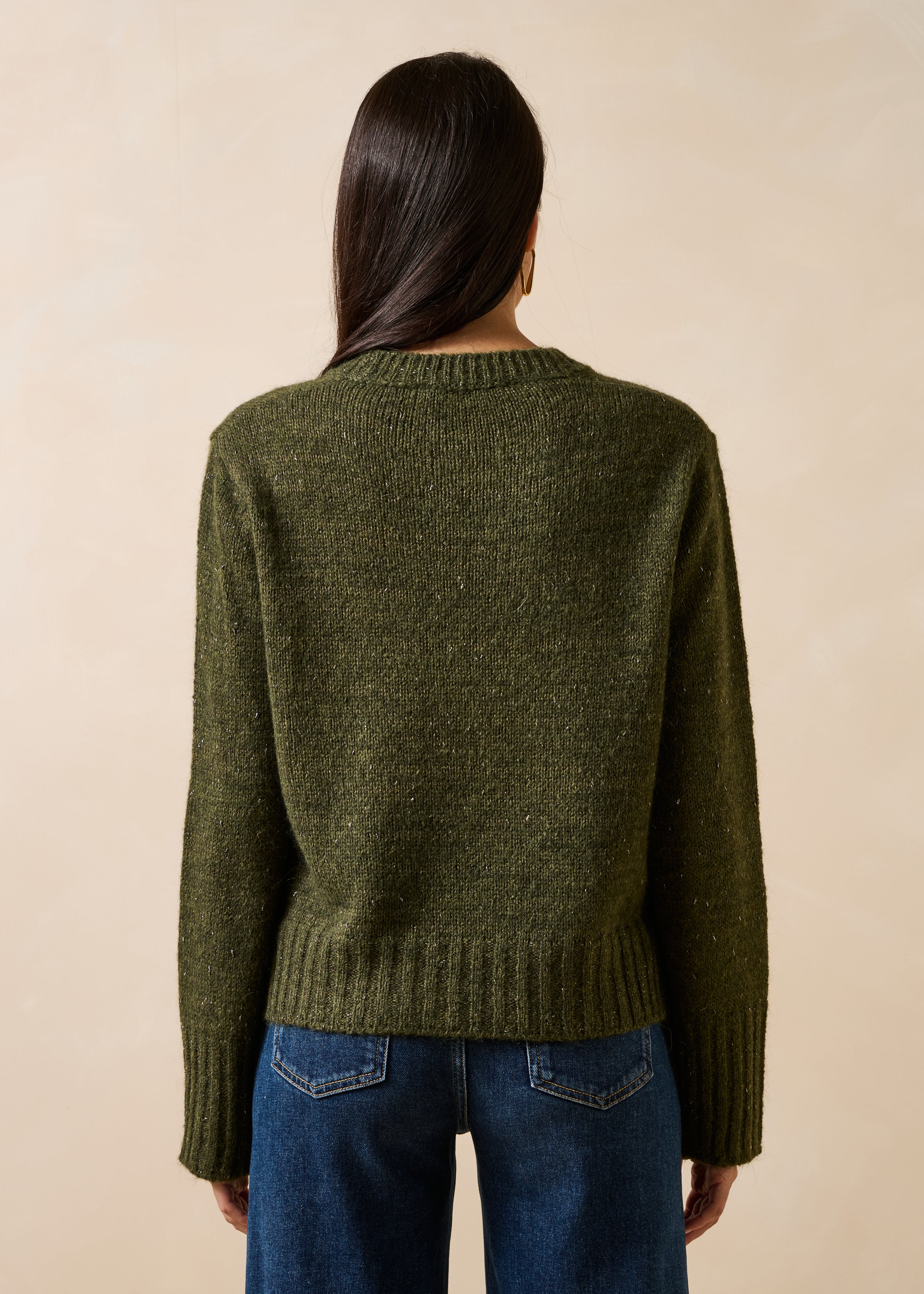 Maglione kaki maniche lunghe collo rotondo