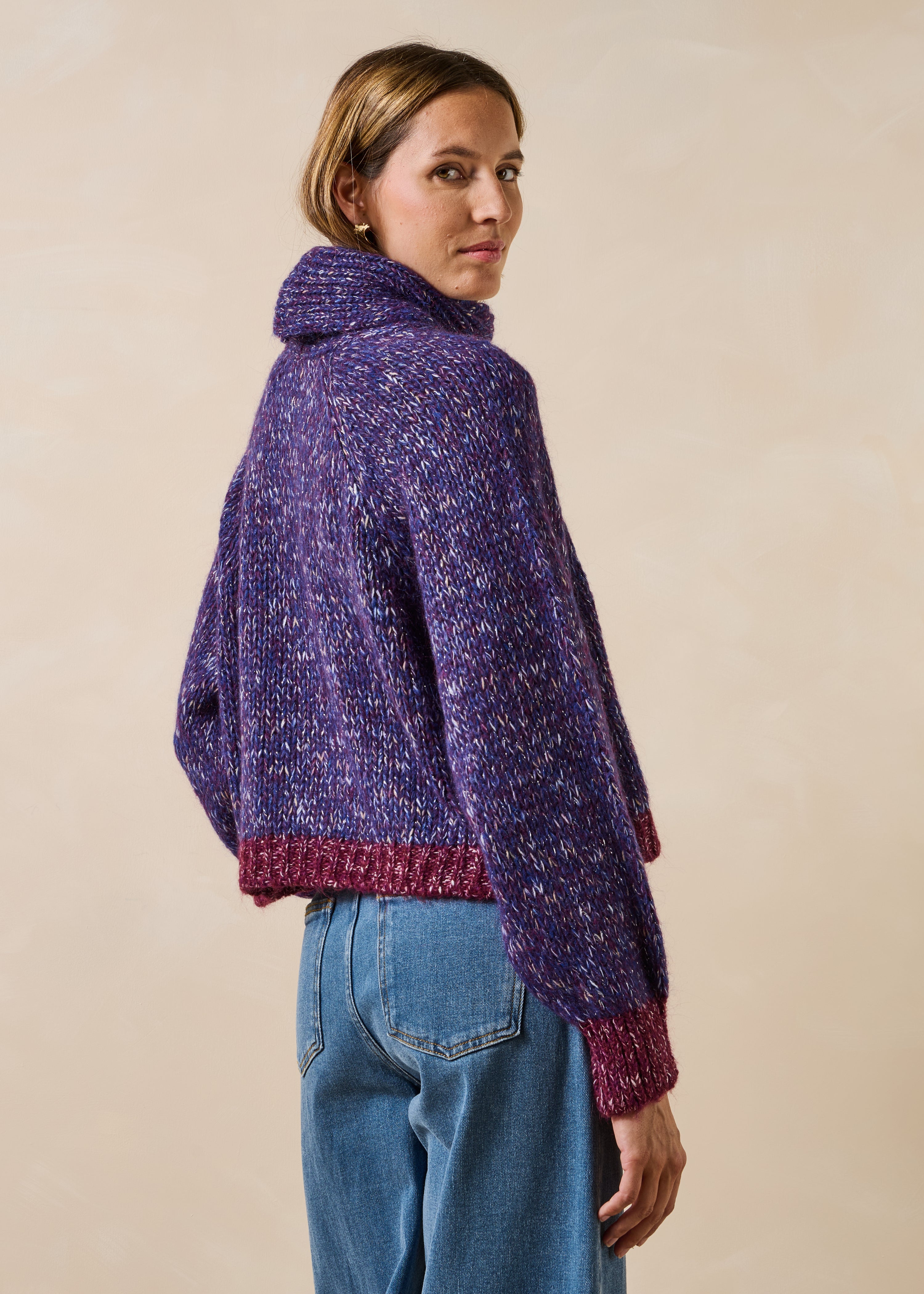 Loose Purple Long-Sleeve Sweater