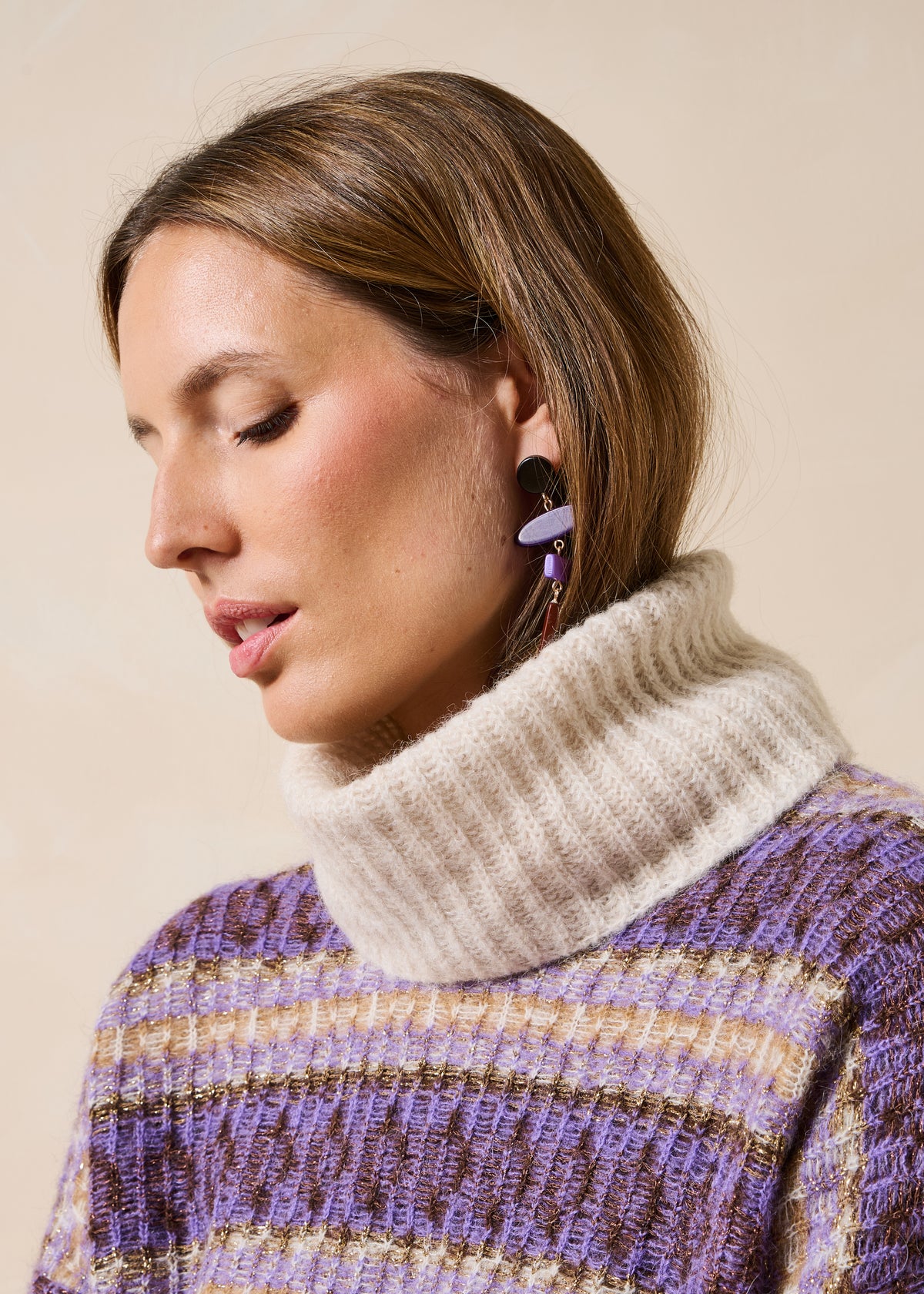 Pull écru et violet - Goji