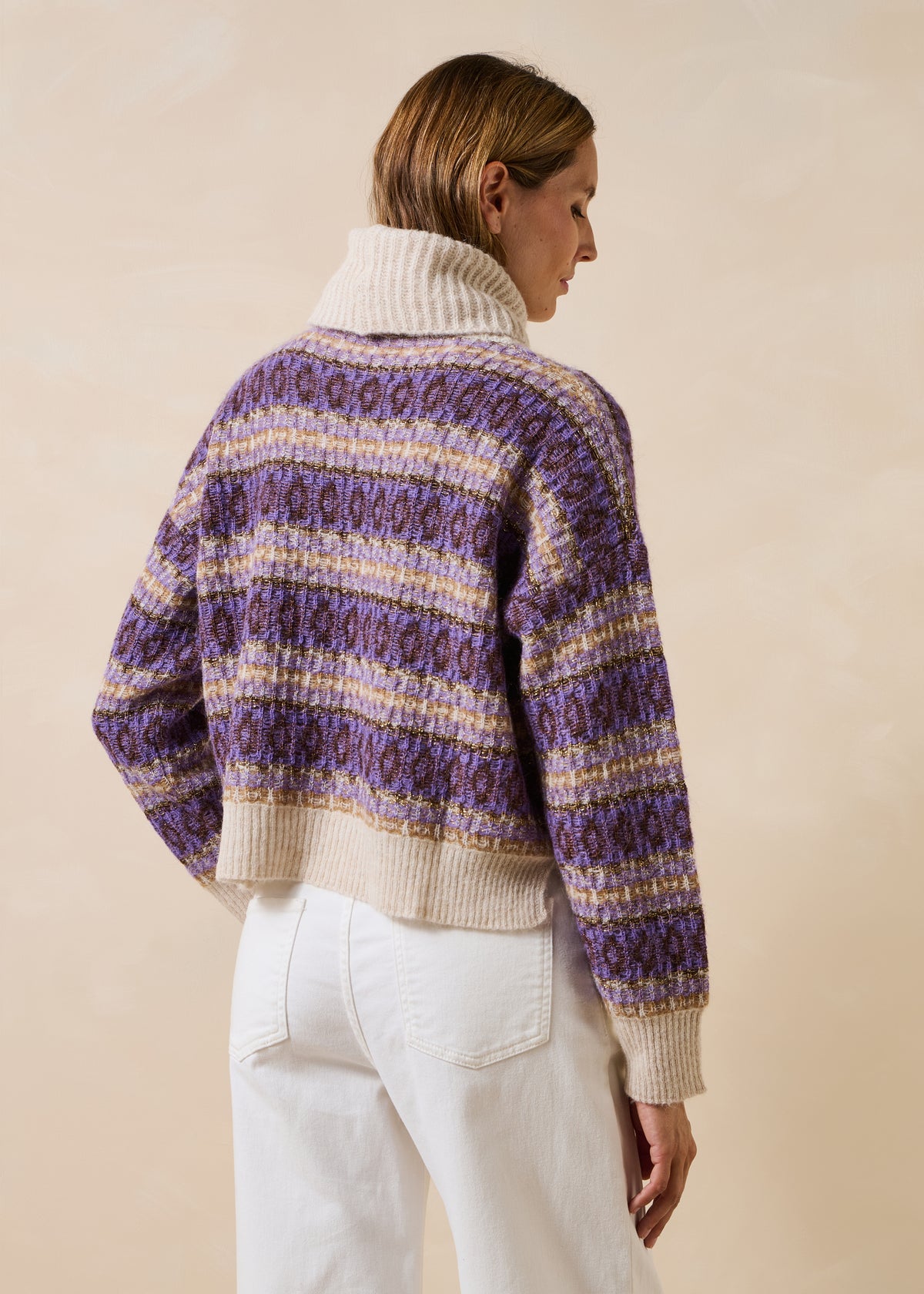 Pull écru et violet - Goji