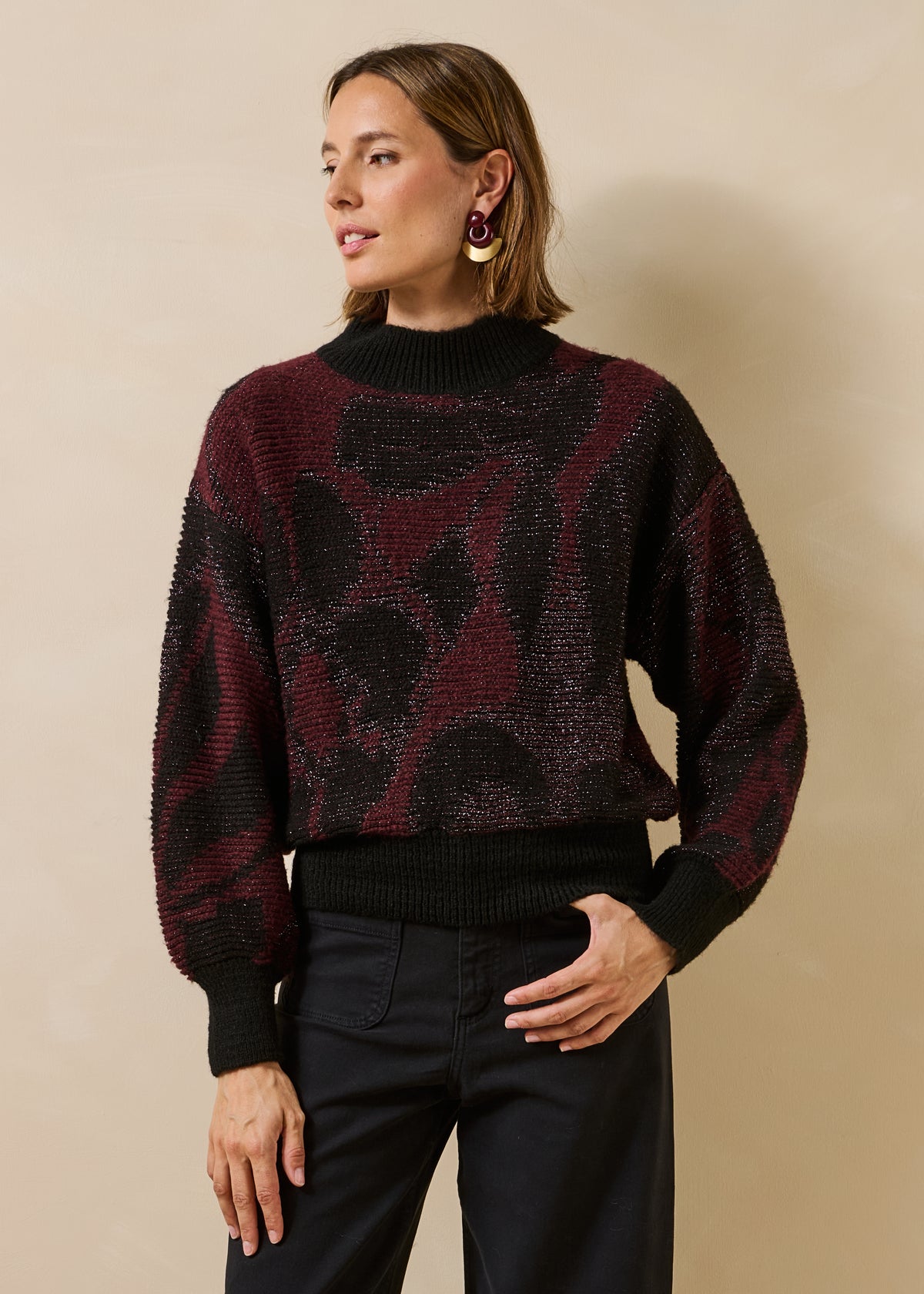 Pull bordeaux et noir - Granada