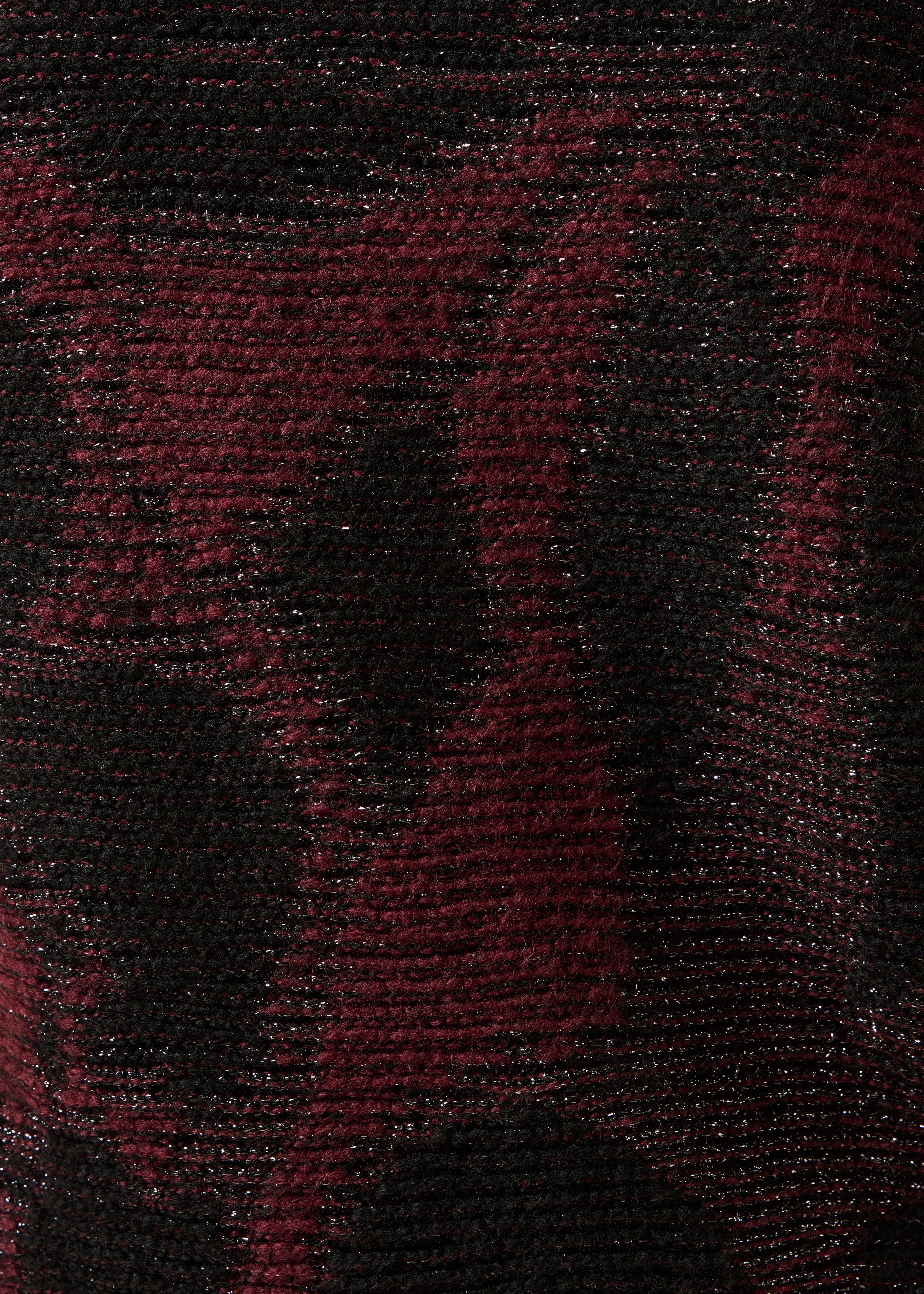 Pull bordeaux et schwarz manches longues en jacquard