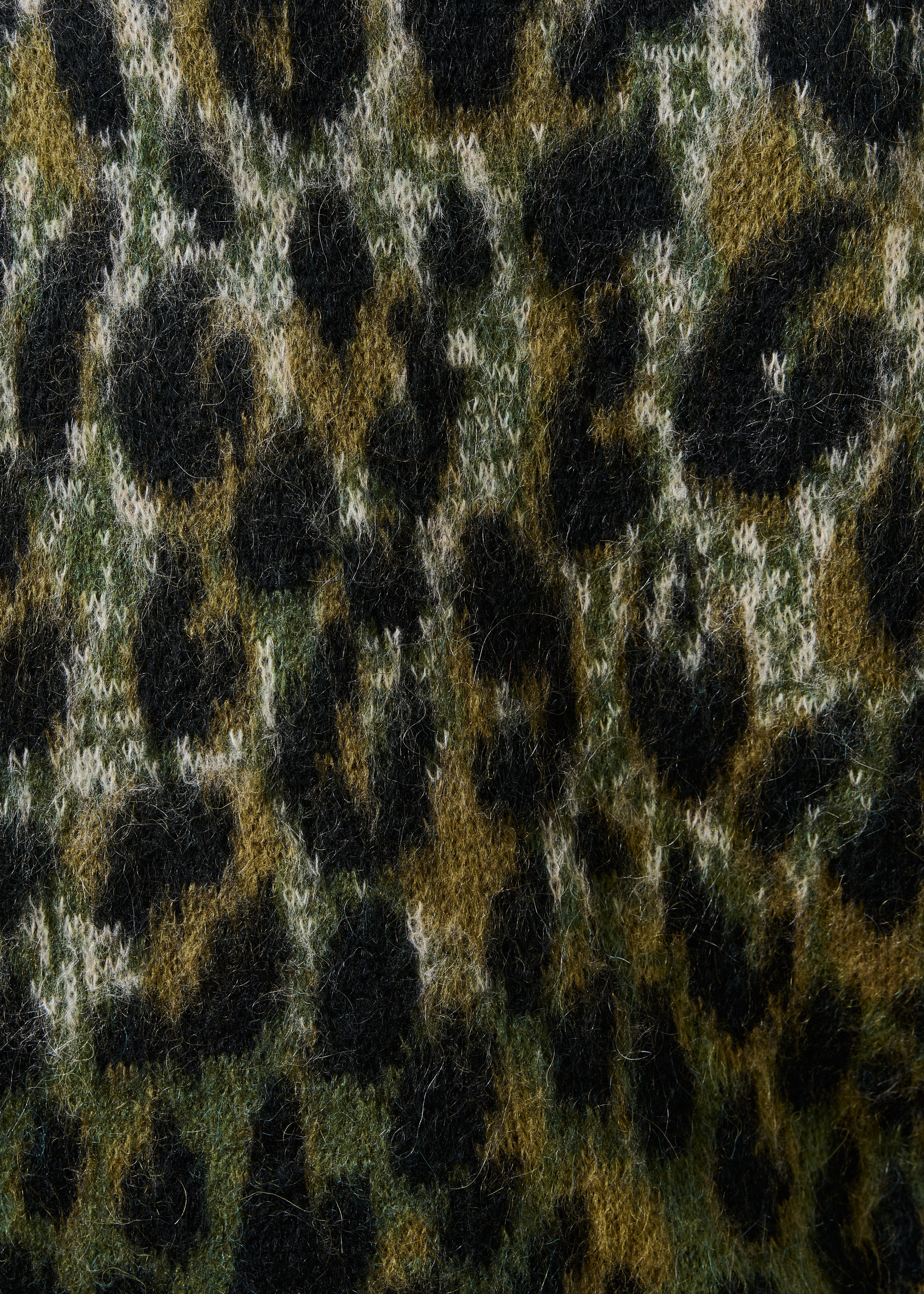 Kaki Jacquard Pullover mit langen Ärmeln und Rundhalsausschnitt