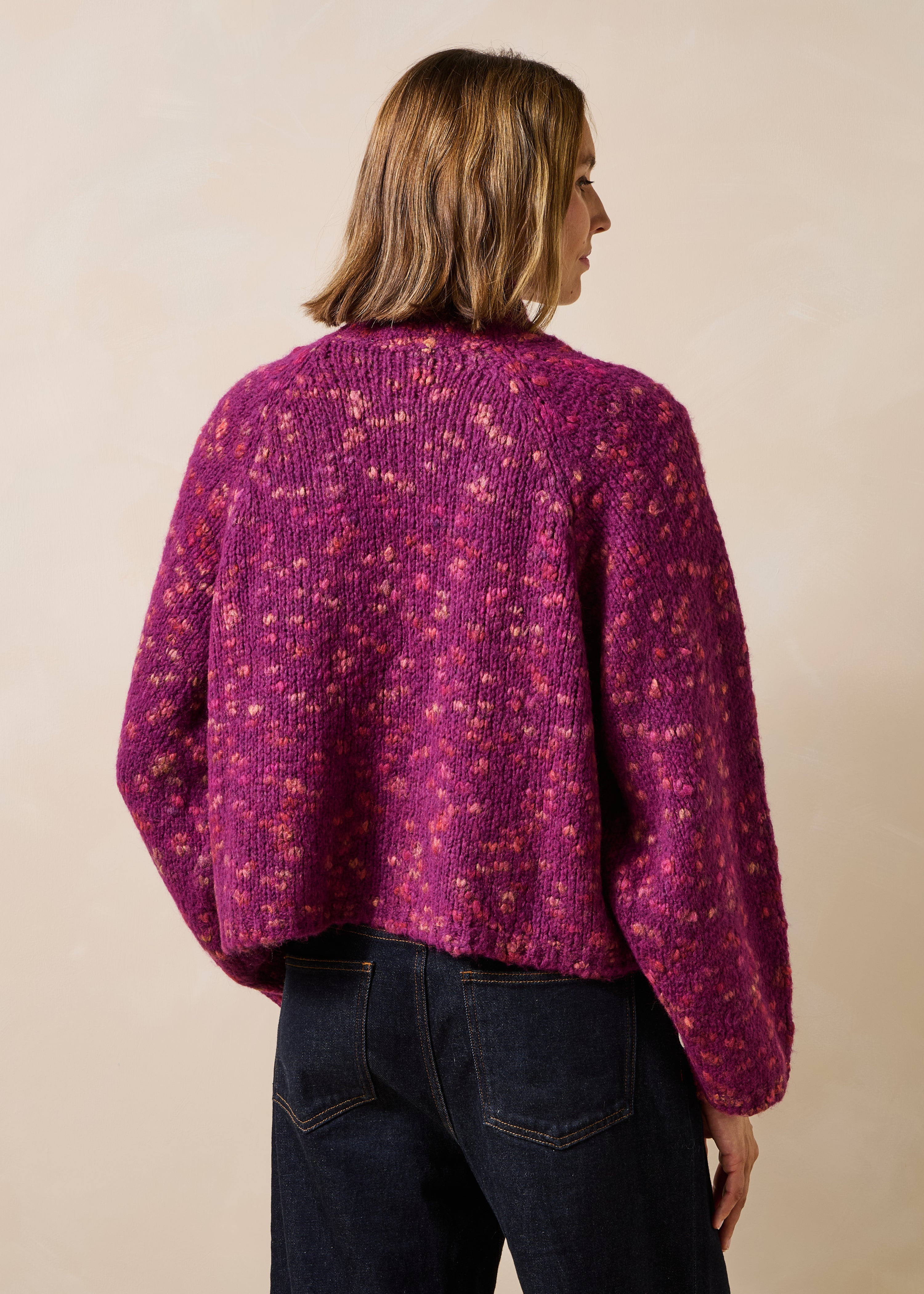 Purple long-sleeve turtleneck sweater