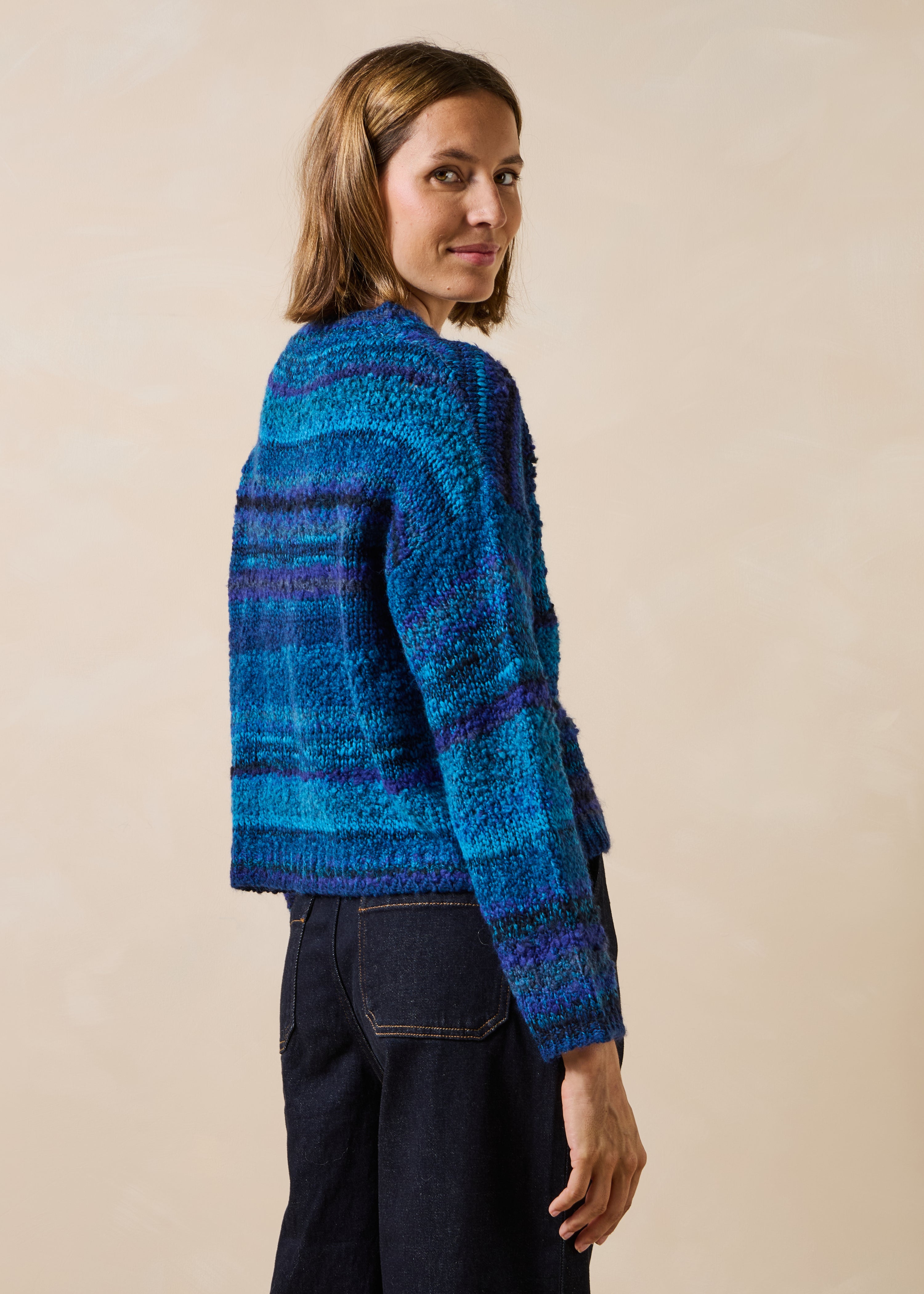 Oversized Blue Striped Long Sleeve Sweater