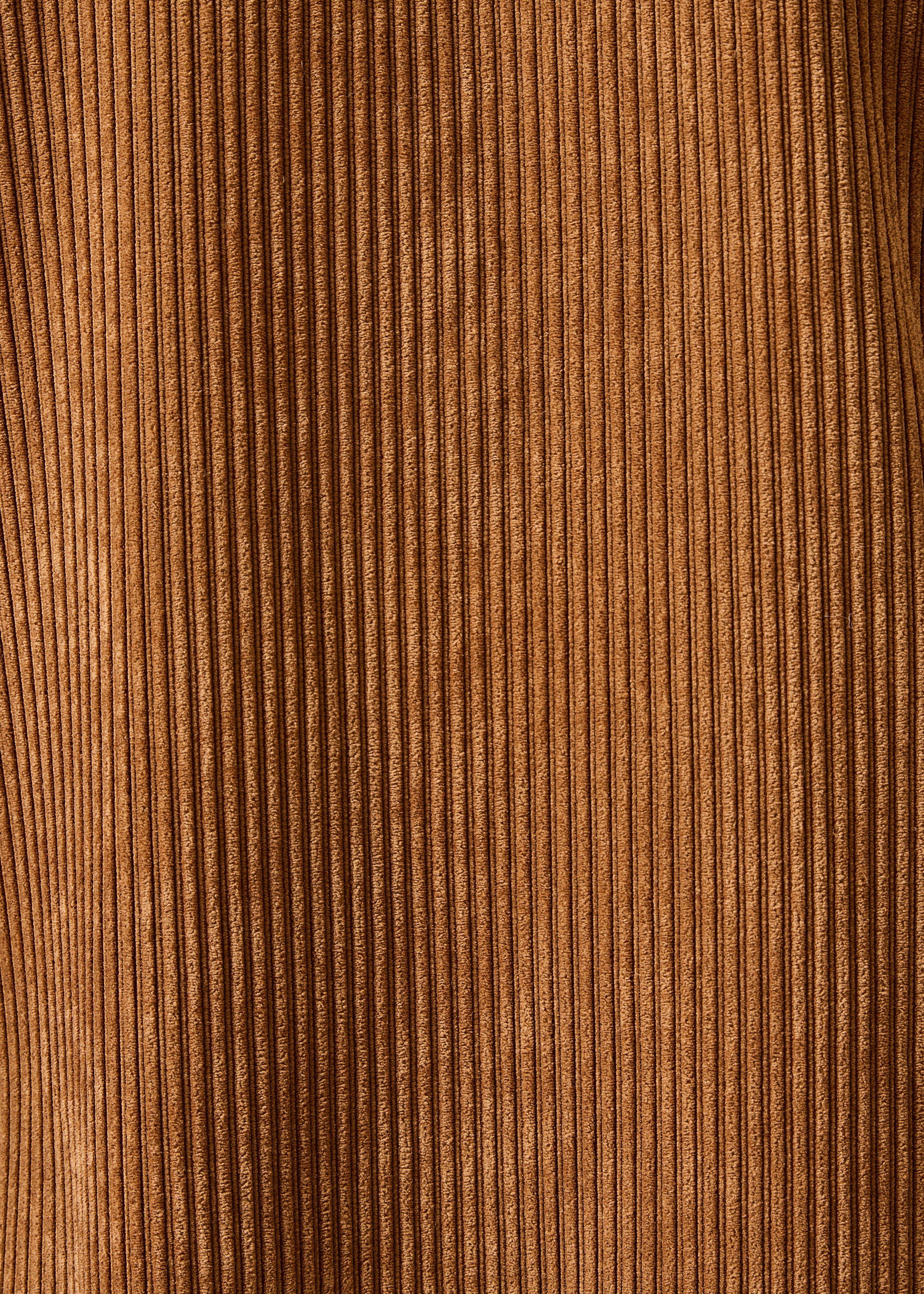 Robe chemise courte camel en velours côtelé