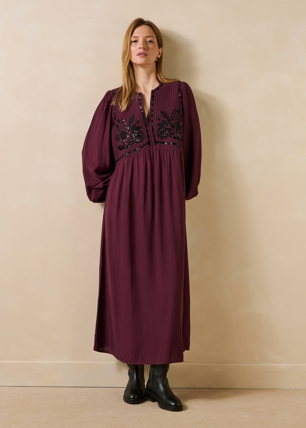 Robe aubergine et noir - Garabi