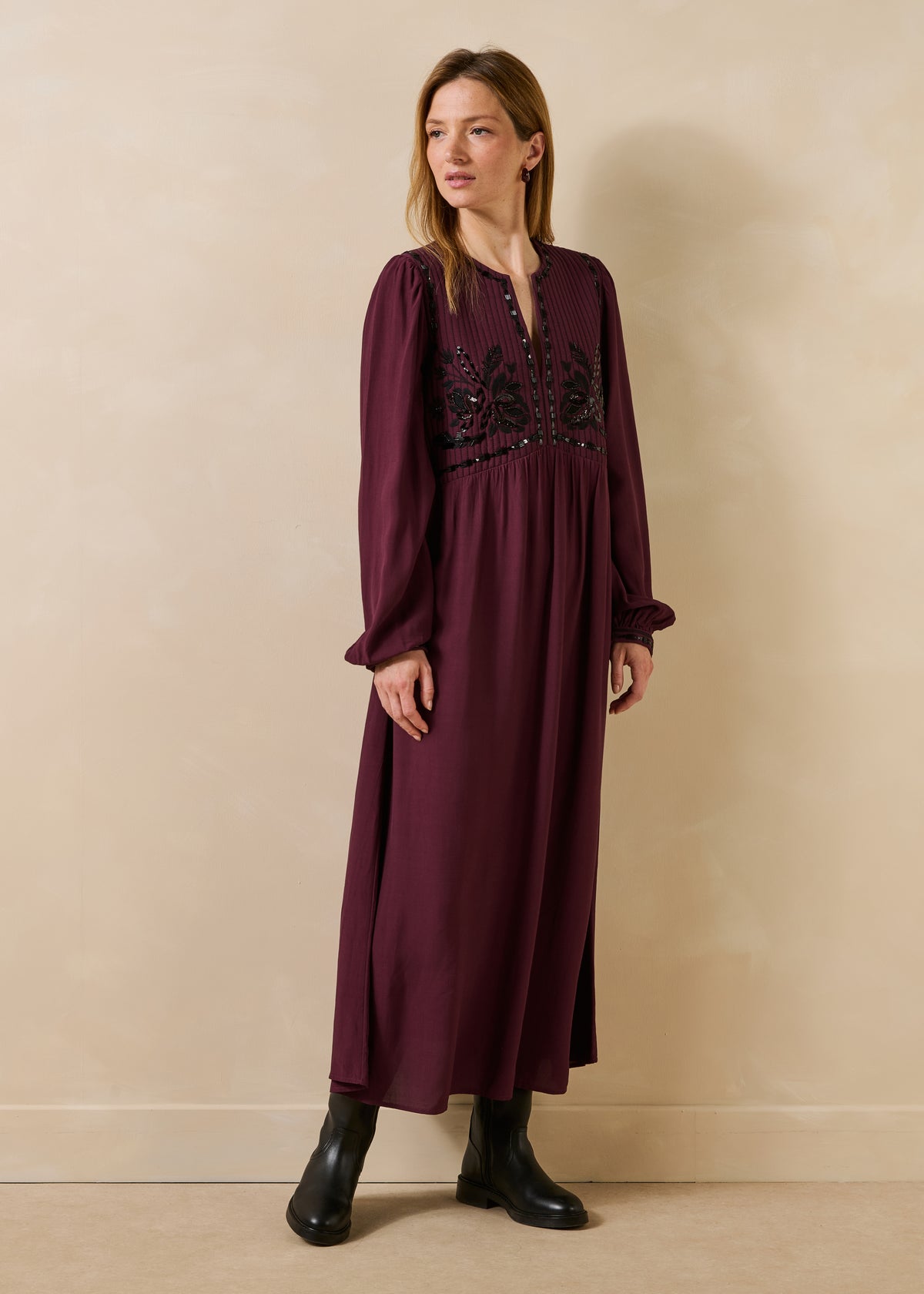 Robe aubergine et noir - Garabi