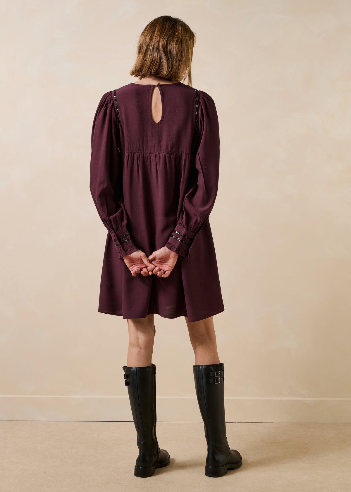 Robe aubergine et noir - Gondia