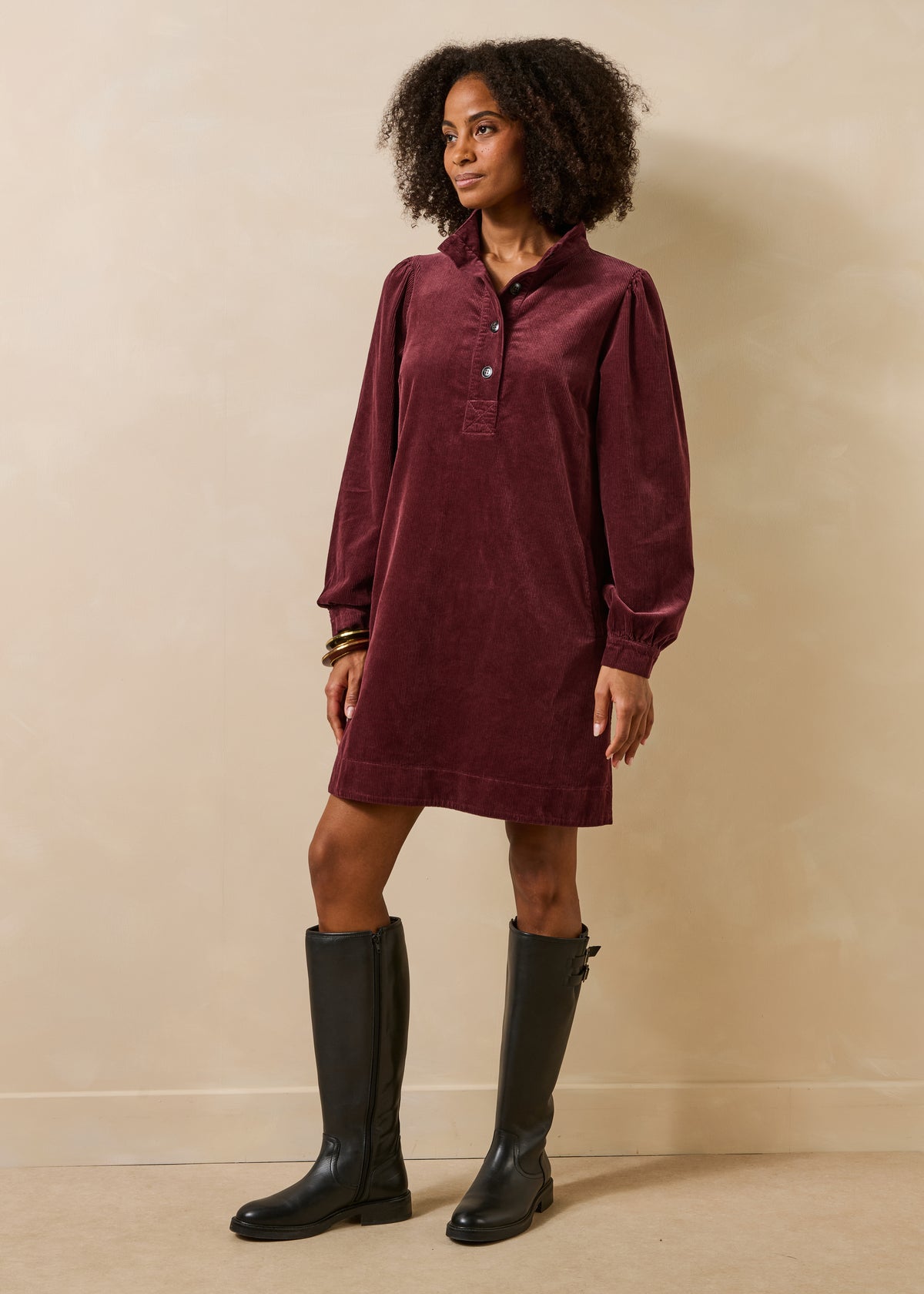 Bordeauxrotes Kleid - Gong