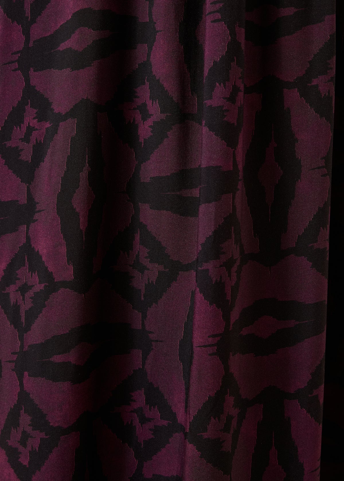 Long black and burgundy printed long-sleeve dress