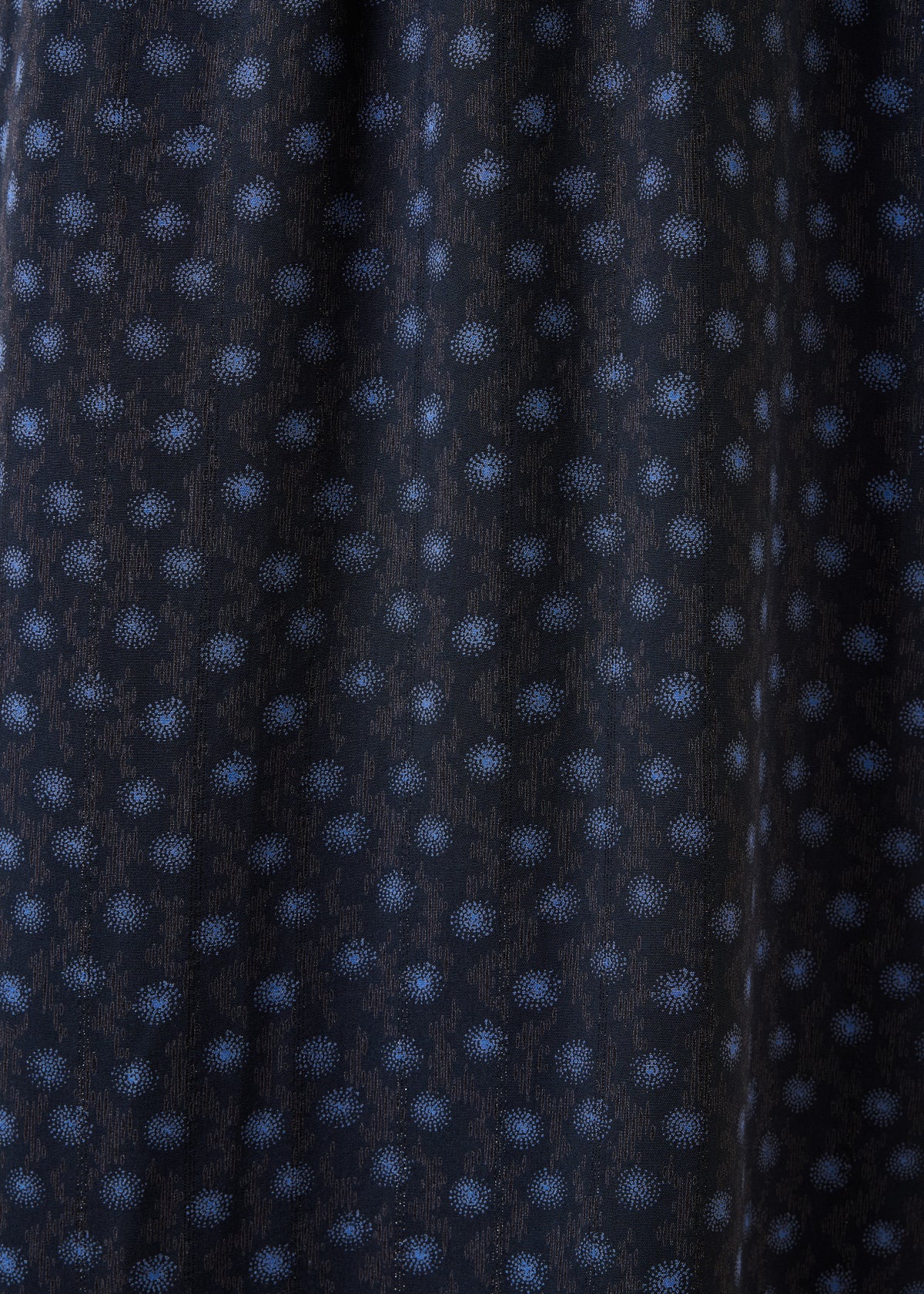 Long blue long-sleeved wrap dress with print