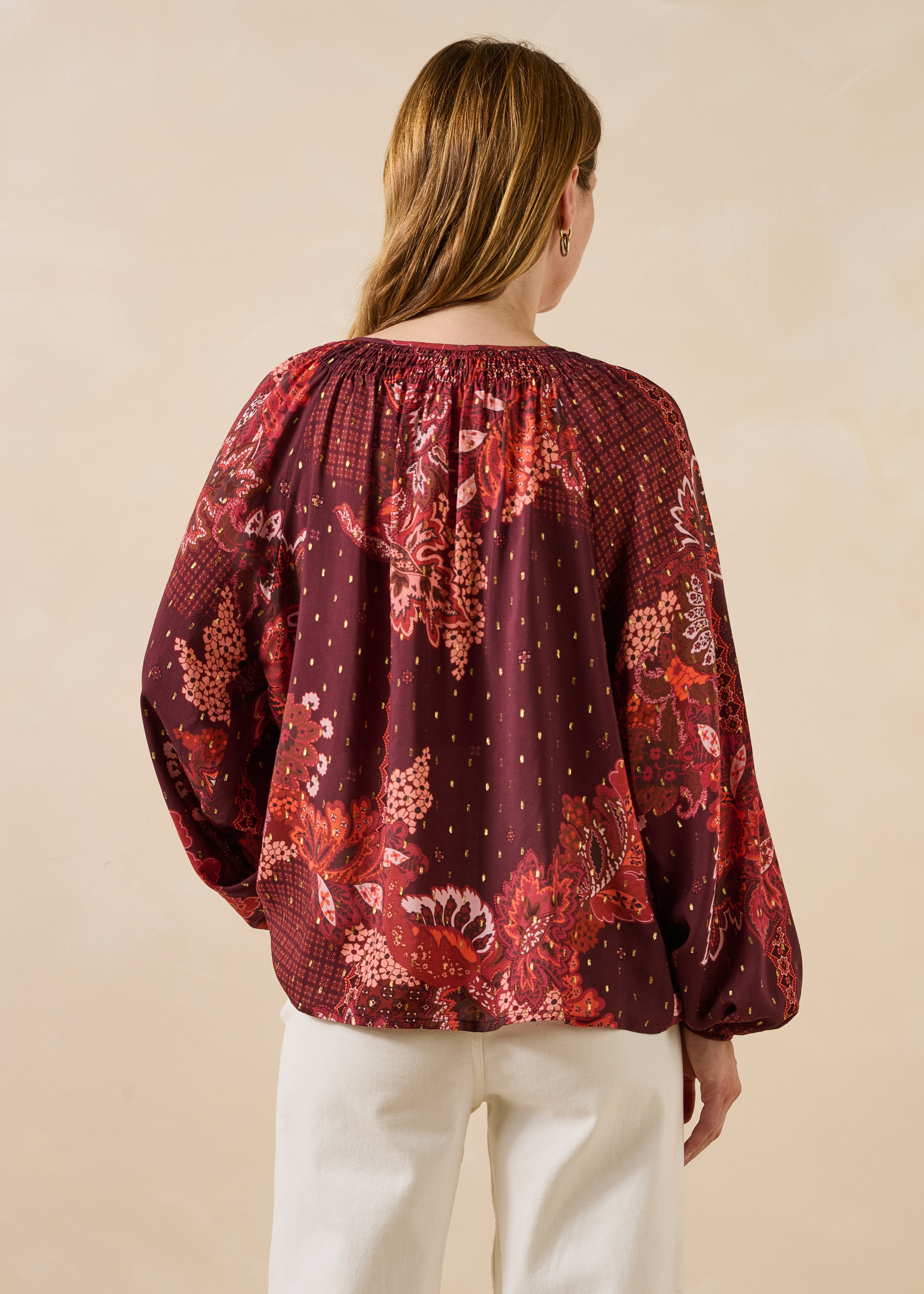 Rotes, weites Top mit Paisley-Muster