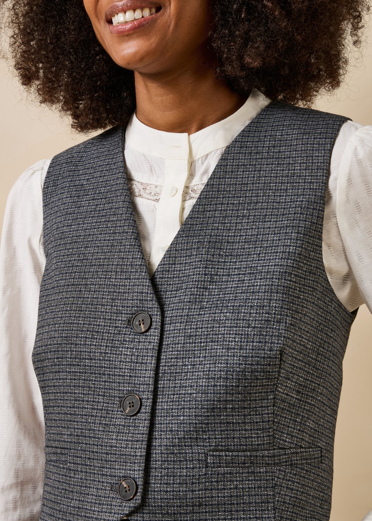 Chaqueta gris y azul - Fatima