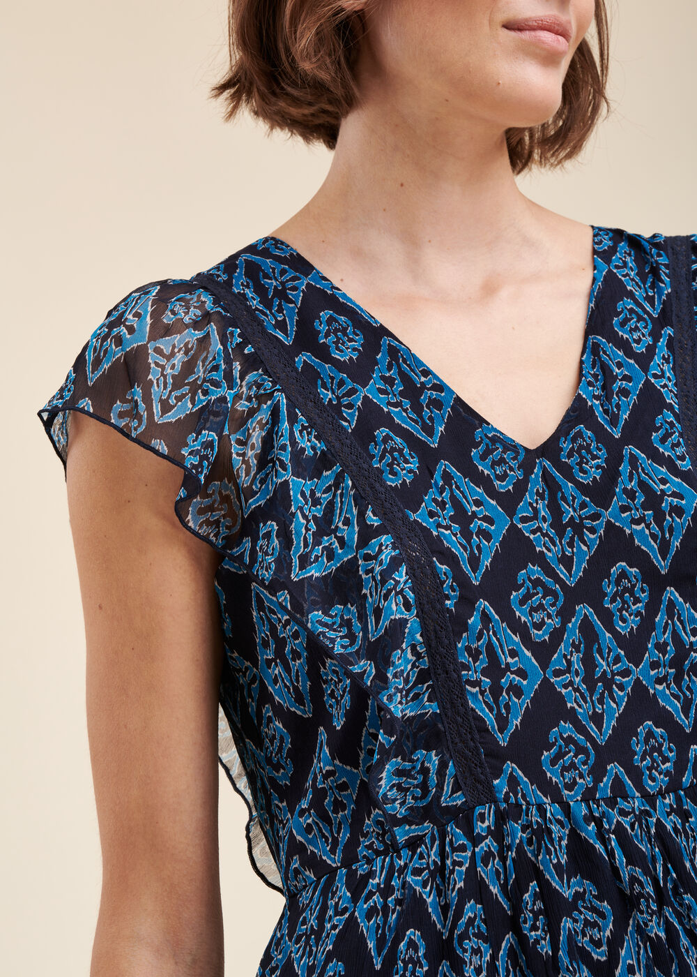 Long printed voile dress