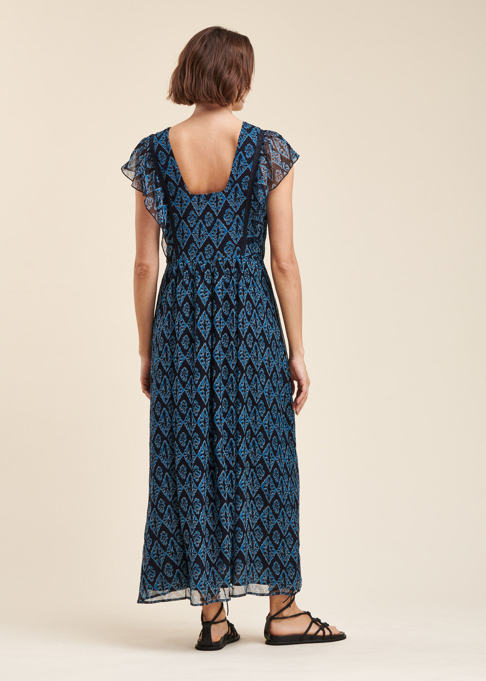 Long printed voile dress