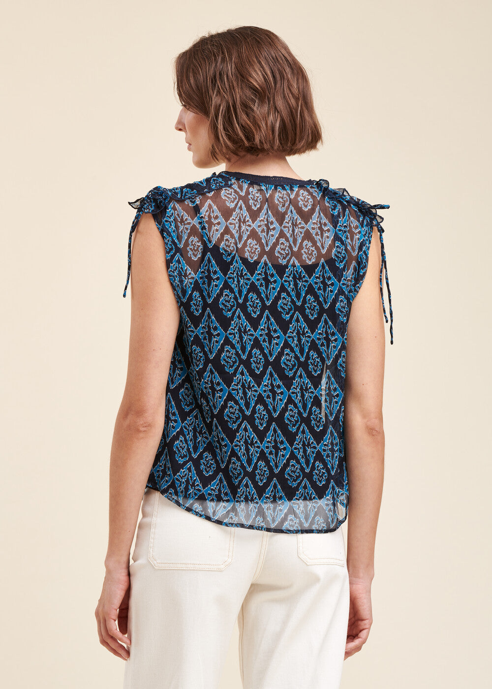 Top in voile stampato dalla vestibilità ampia