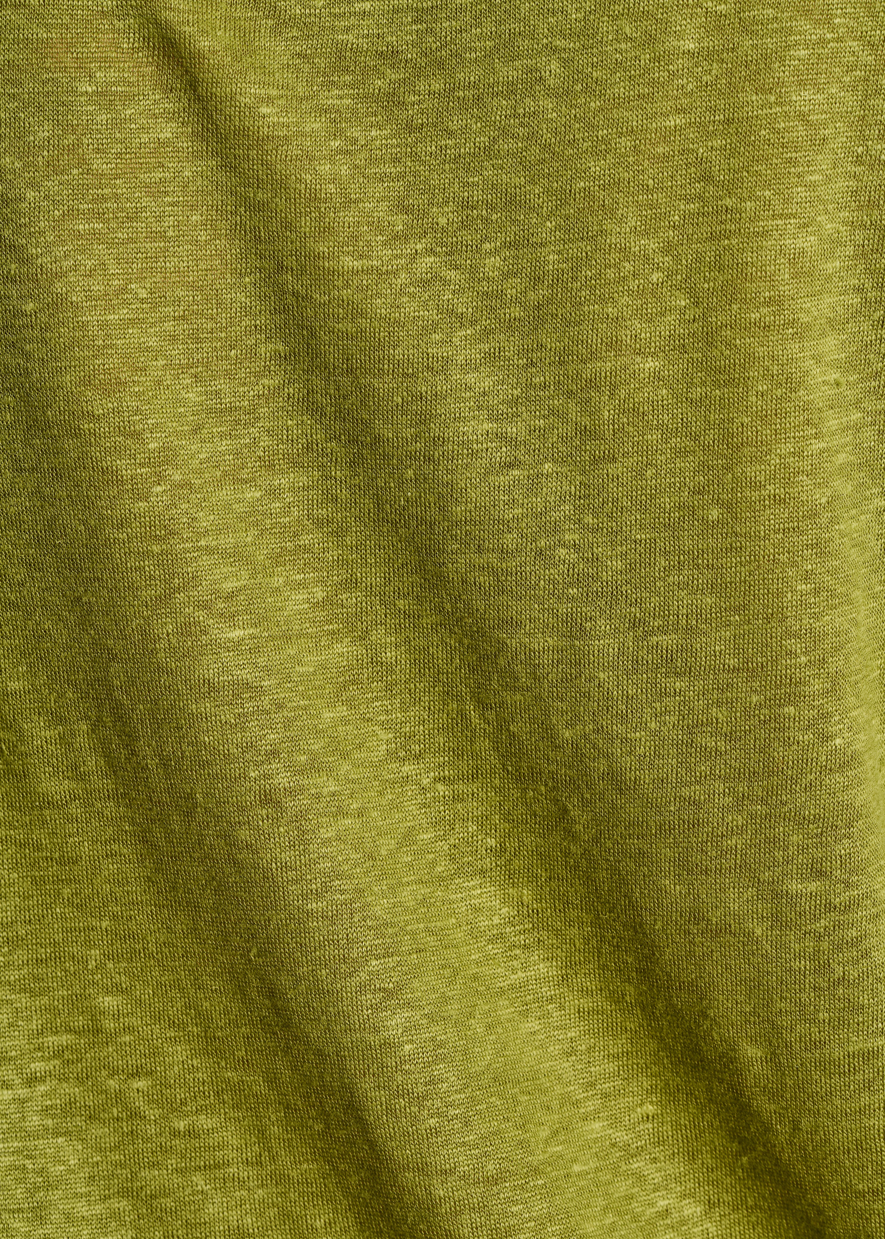 Olive green short-sleeved linen T-shirt