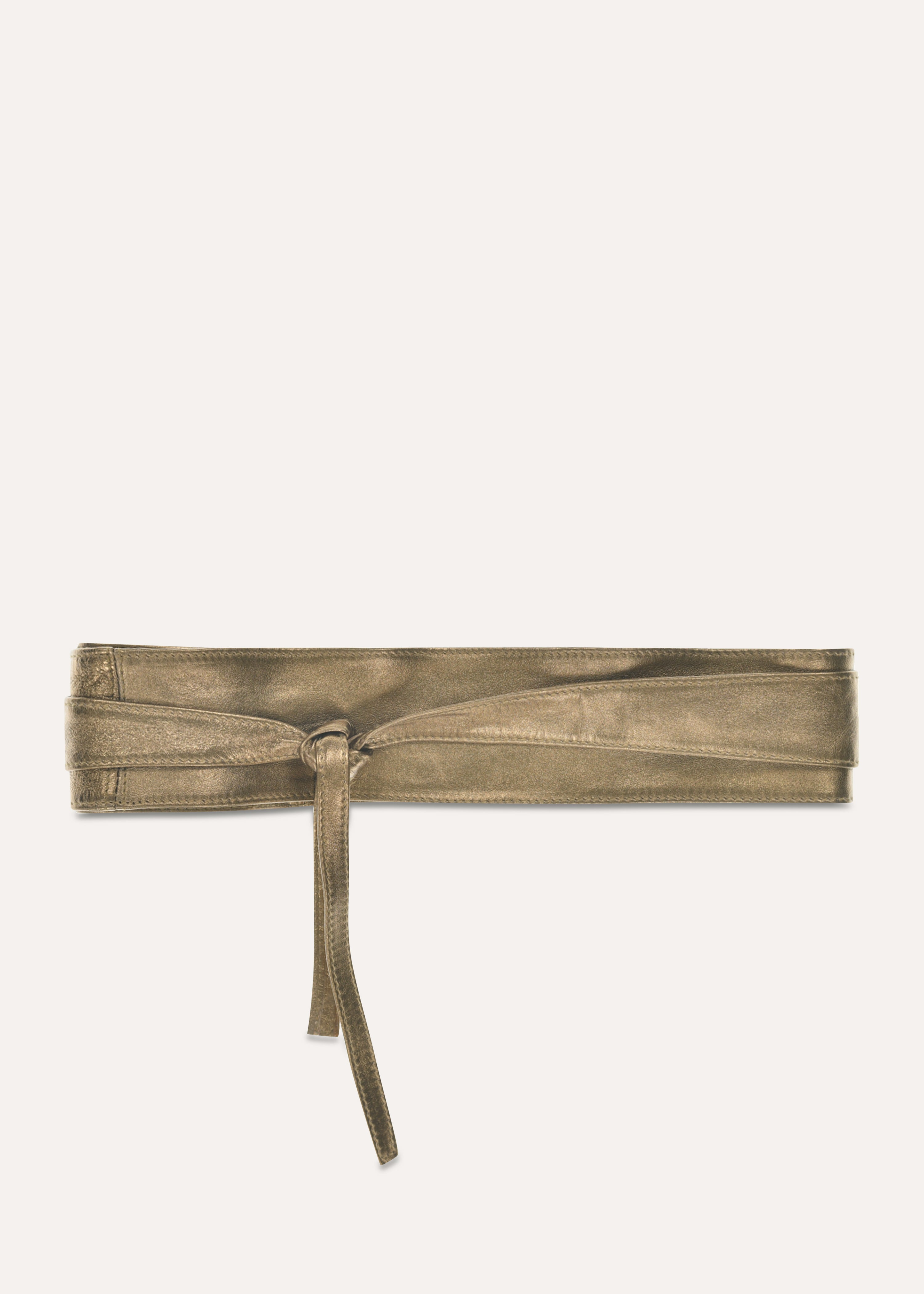 Ceinture dorée en cuir à nouer