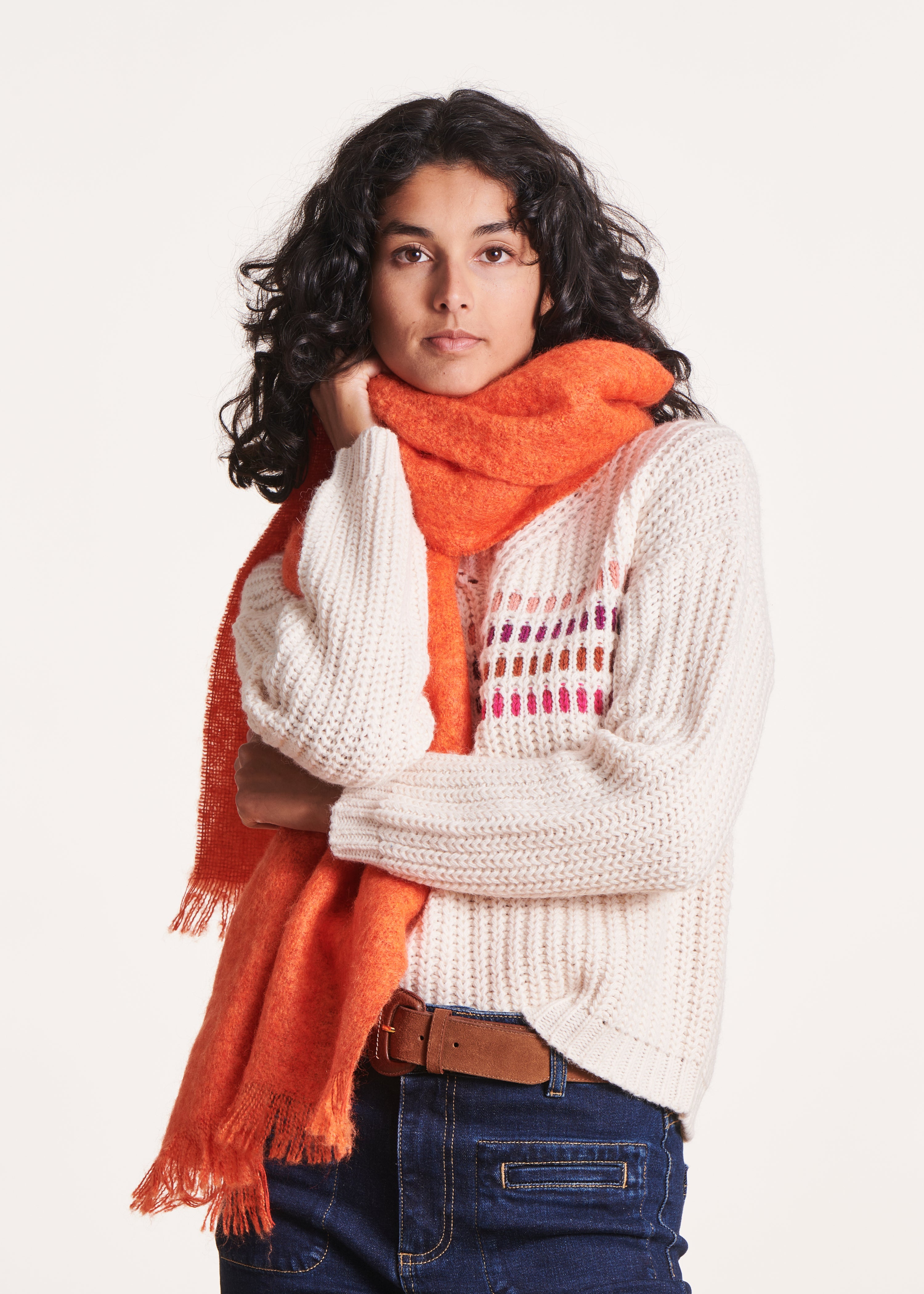 Plain orange scarf