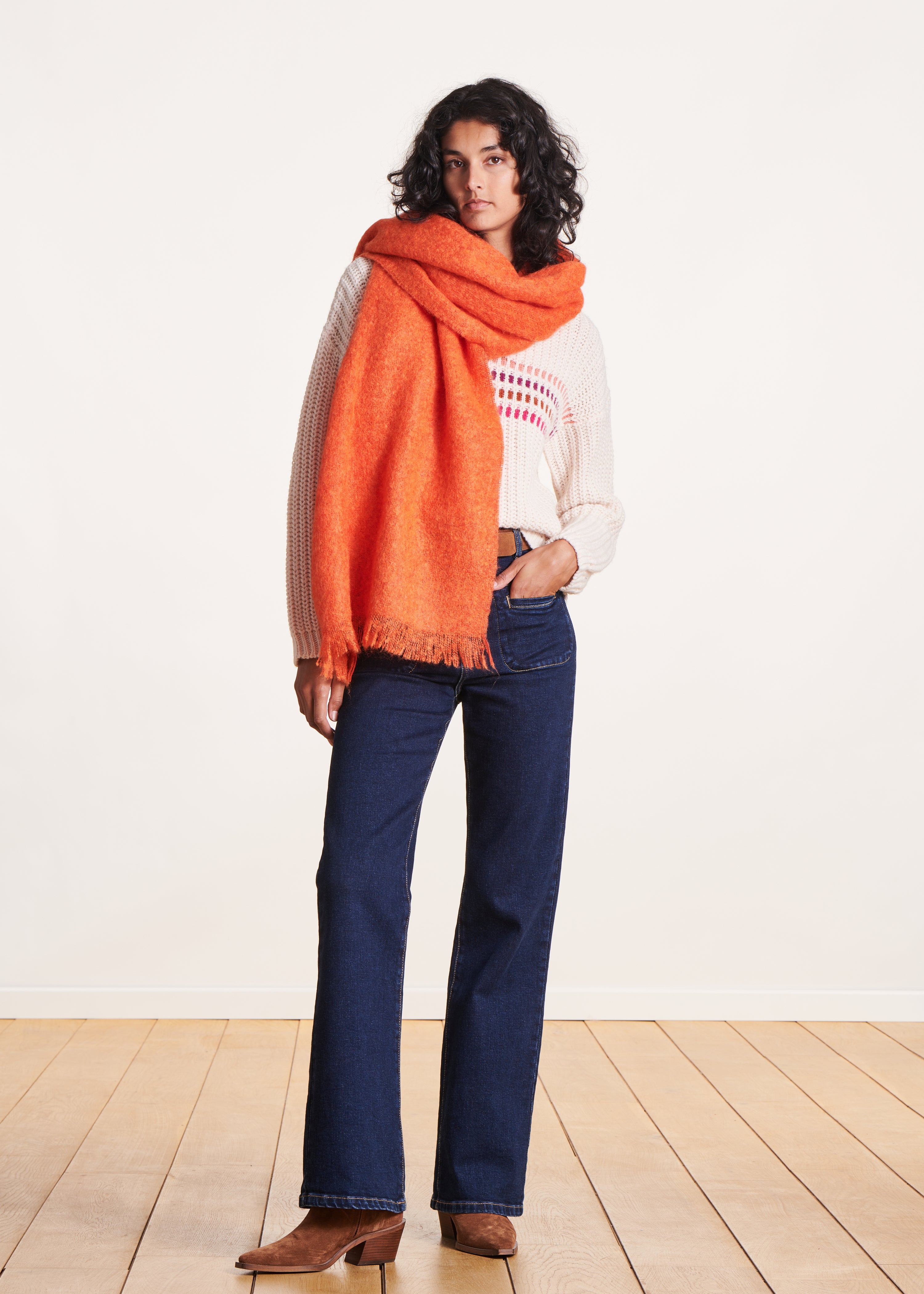 Plain orange scarf