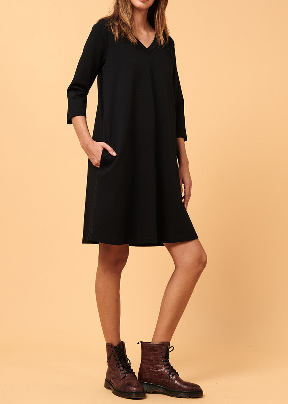 Milano jersey flared dress