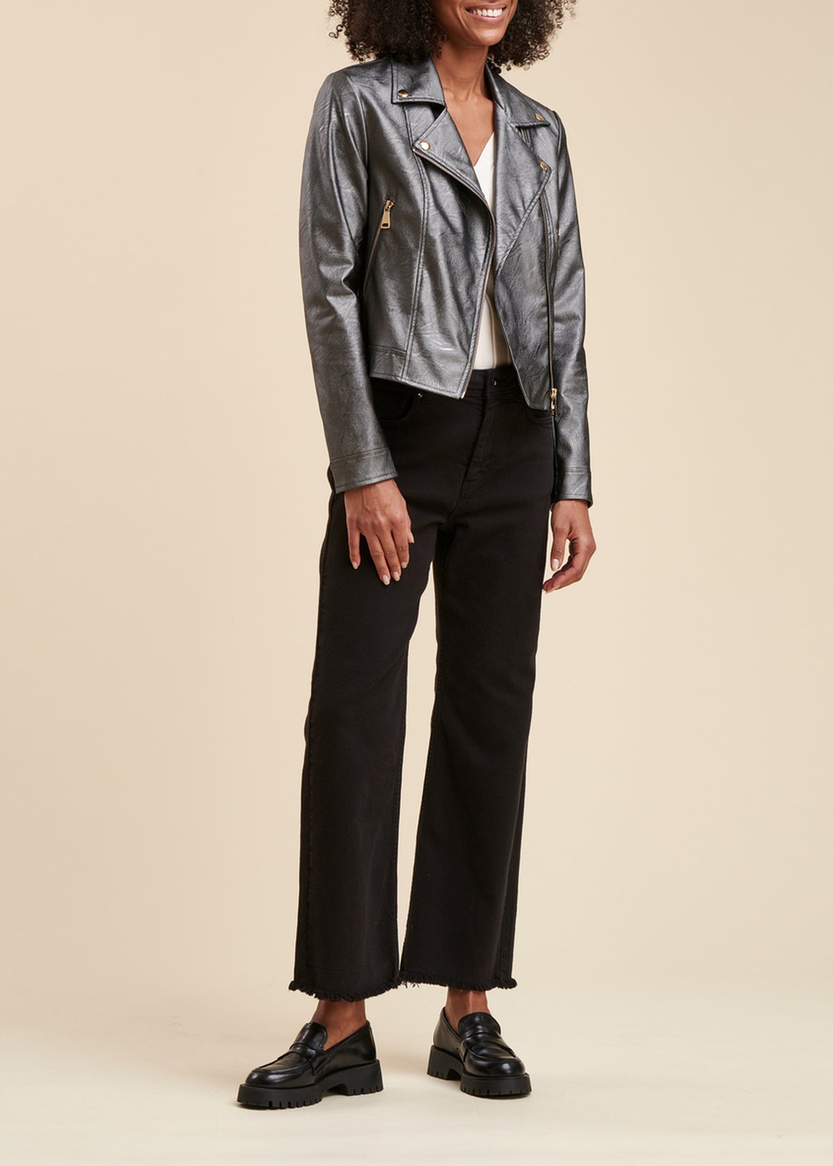 Biker-style blouson jacket
