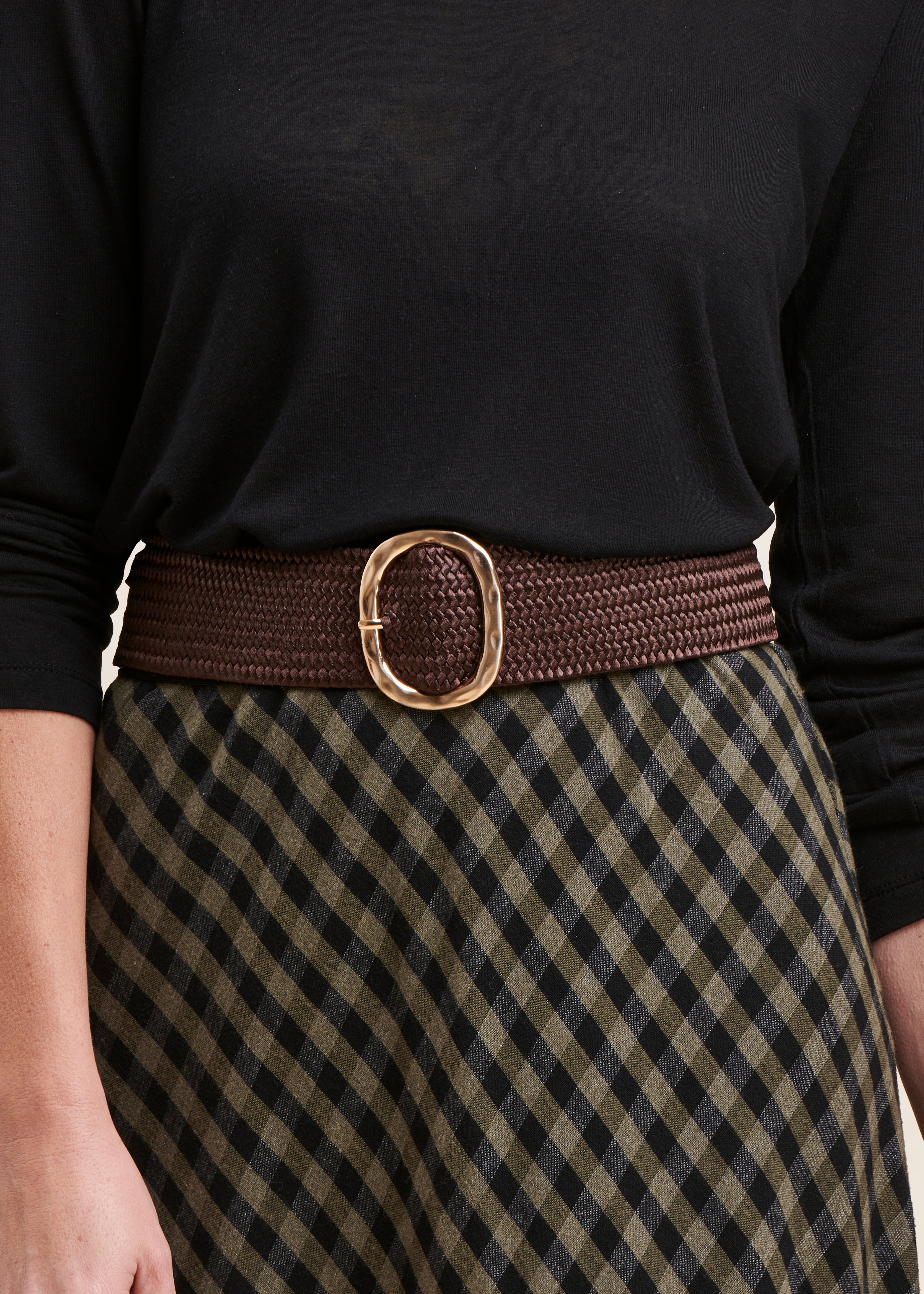 Brown elasticated belt