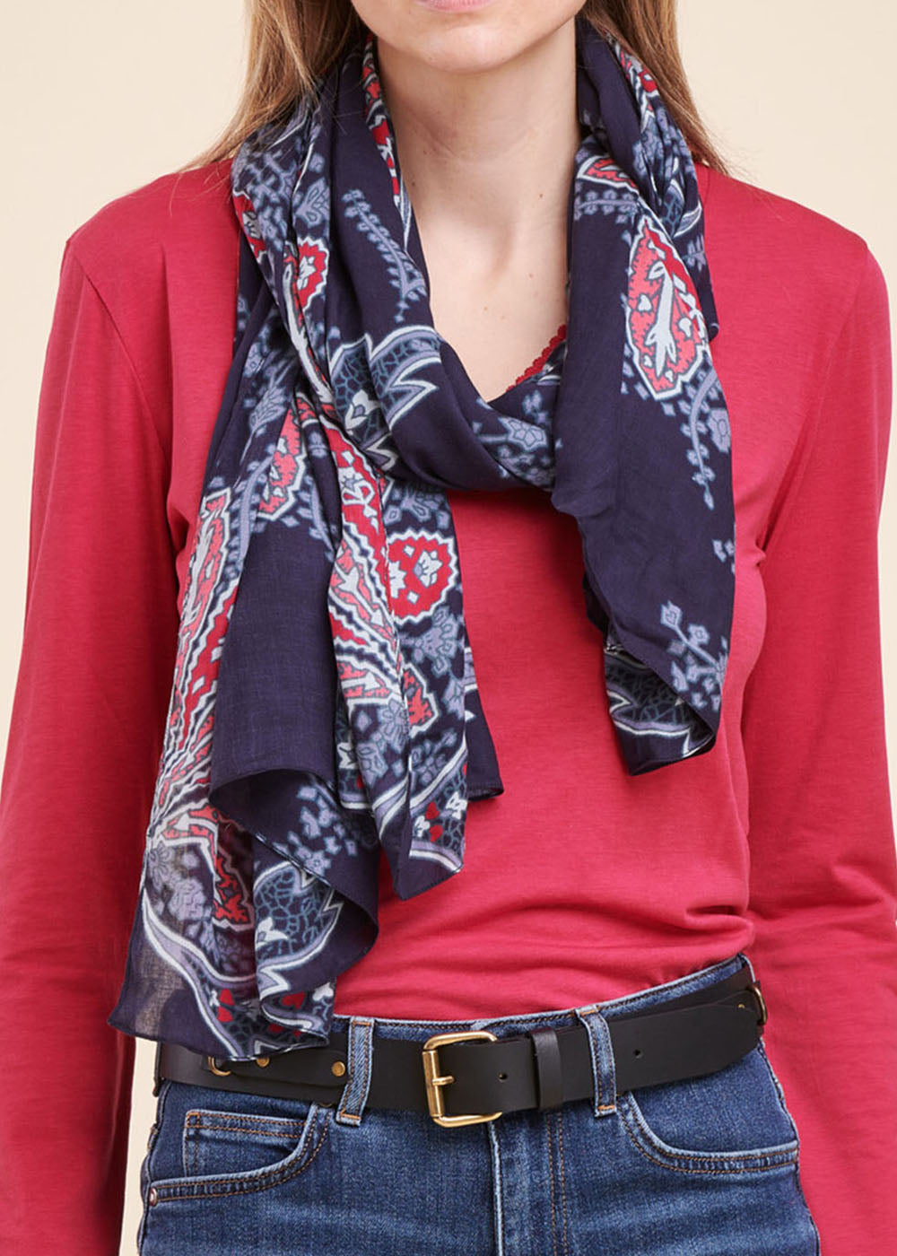 Sjaal van viscose met print