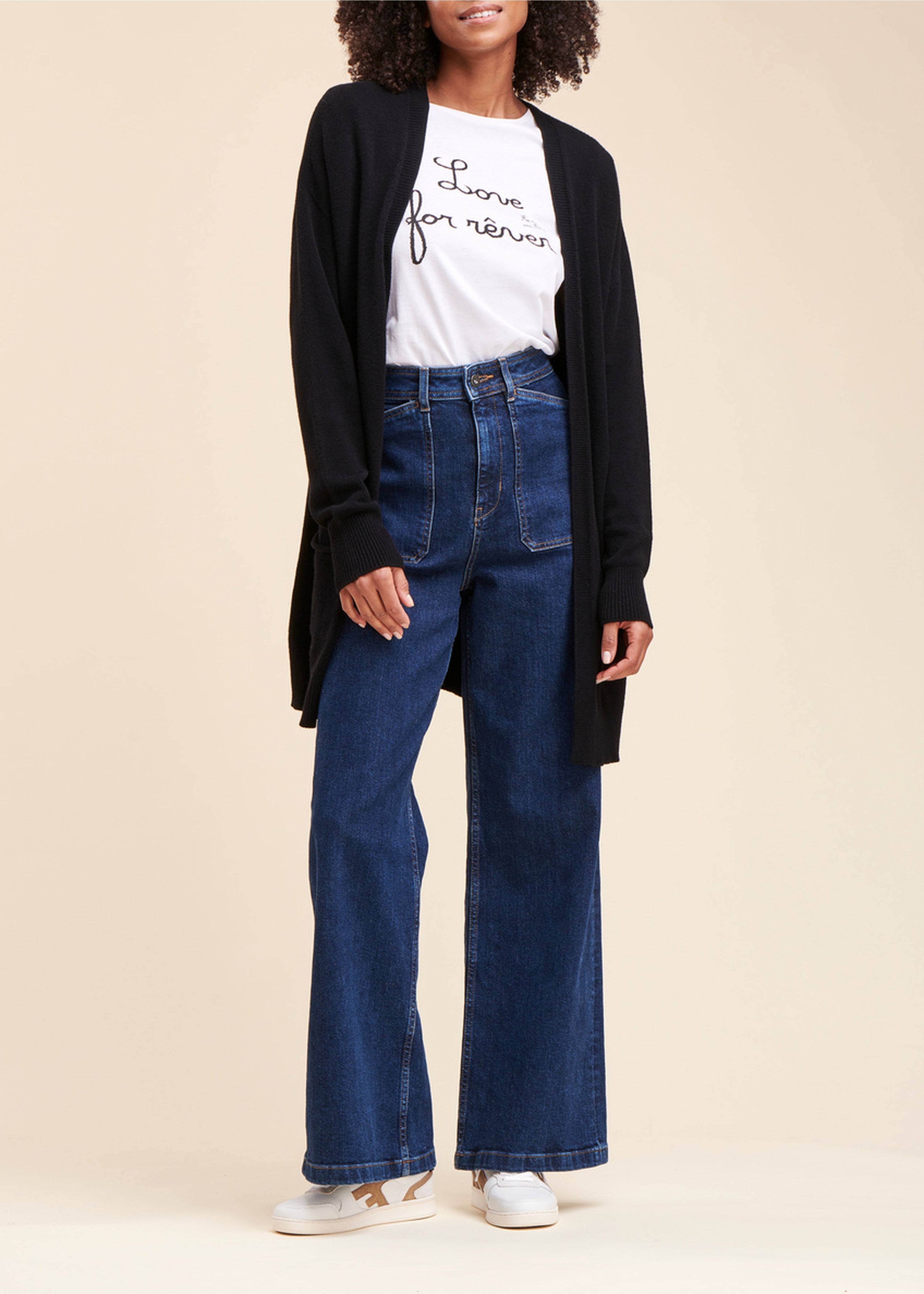 Fine-knit mid-length cardigan