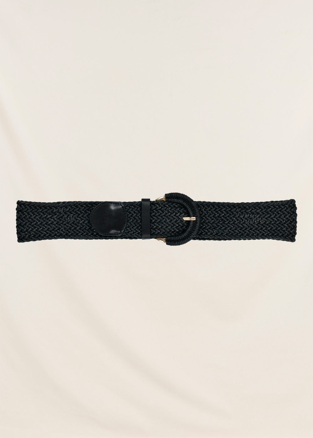 Wide black braided belt